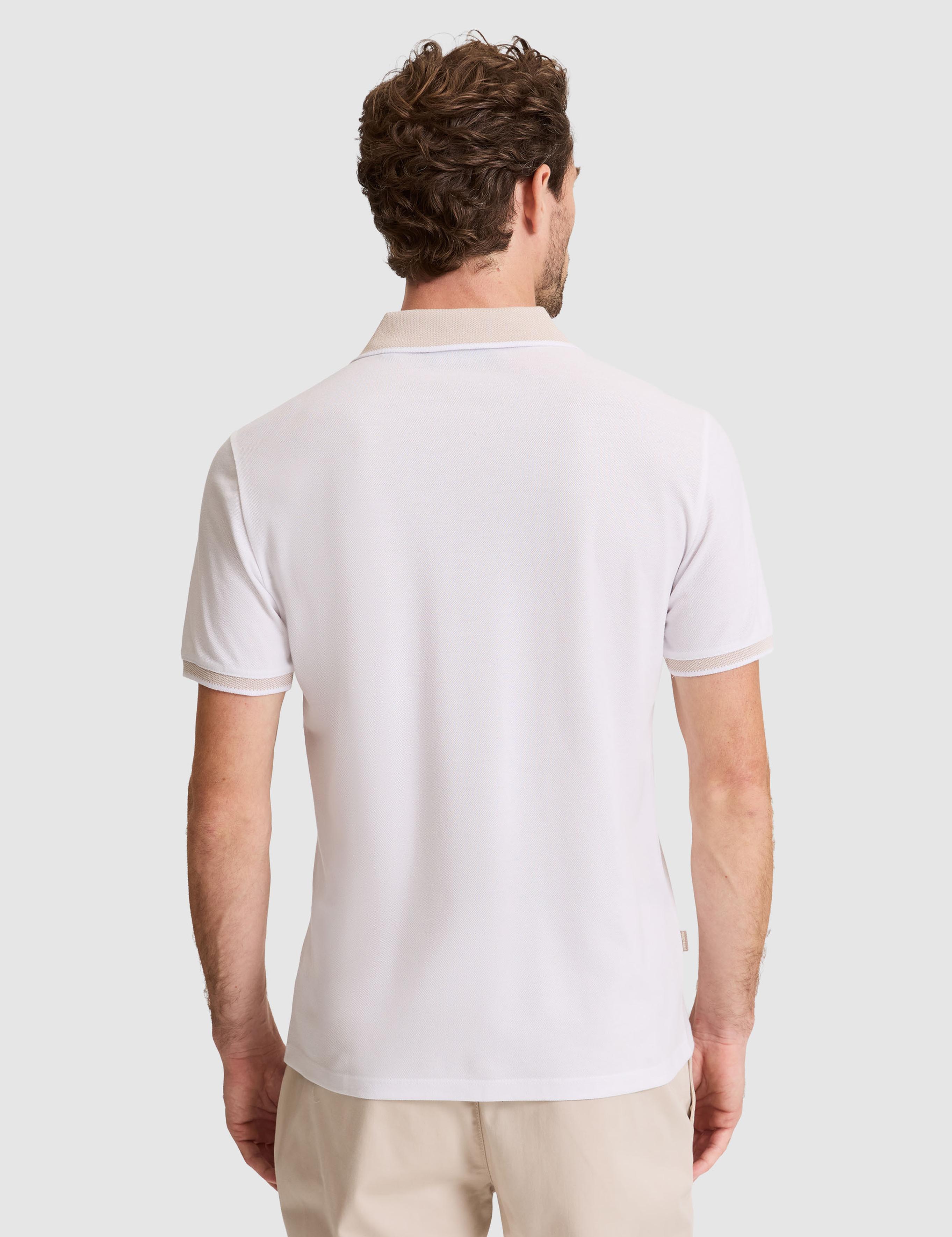 Beyaz Slim Fit %100 Pamuk Düğmeli Polo Yaka Tişört
