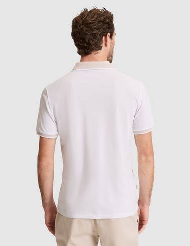 Beyaz Slim Fit %100 Pamuk Düğmeli Polo Yaka Tişört