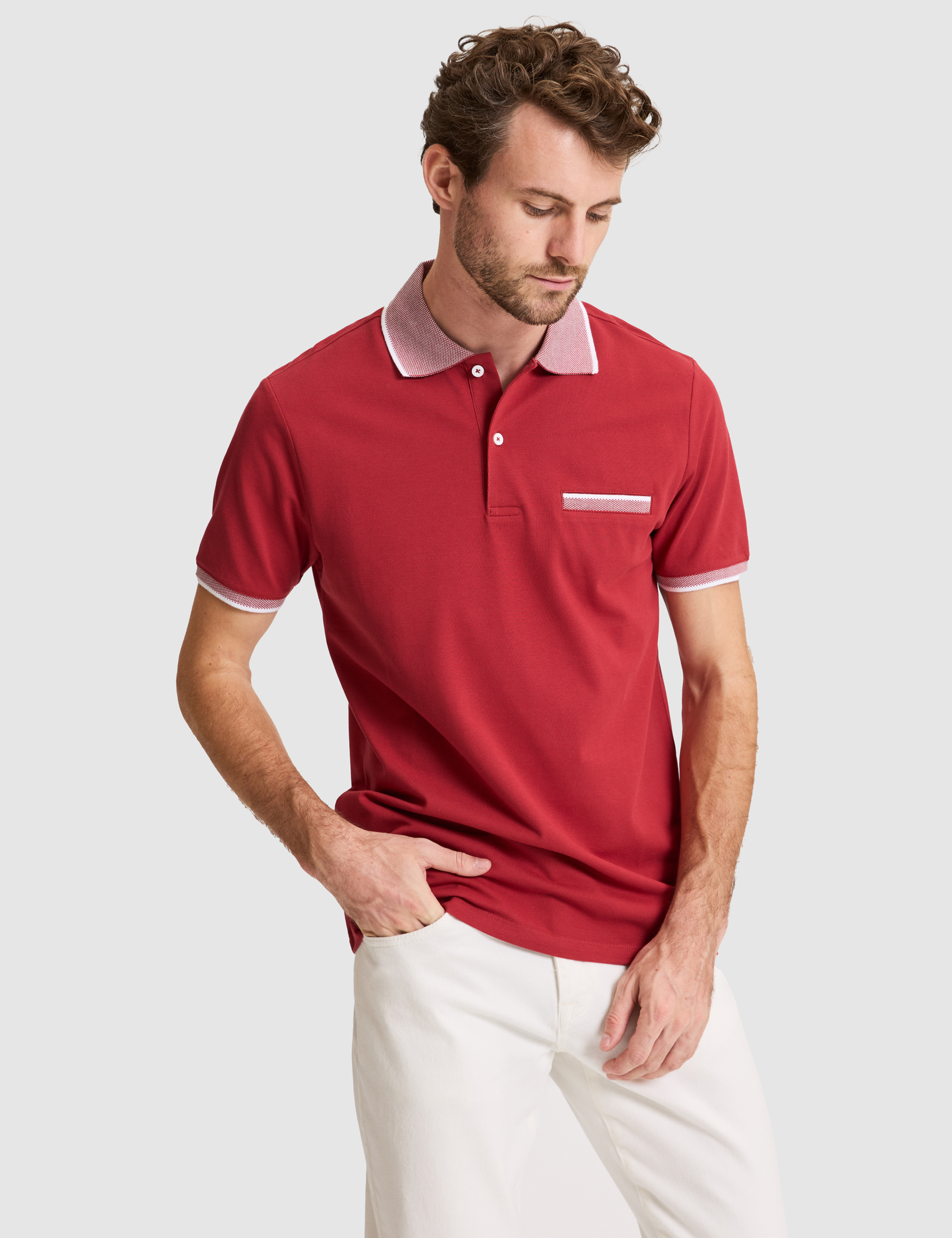 Nar Çiçeği Slim Fit %100 Pamuk Düğmeli Polo Yaka Tişört - 50307562033