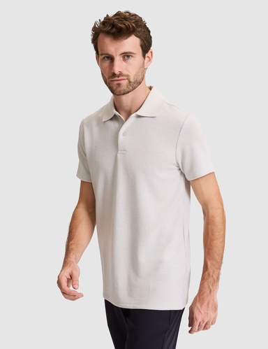 Gri Slim Fit Örme Dokulu Düğmeli Polo Yaka Tişört