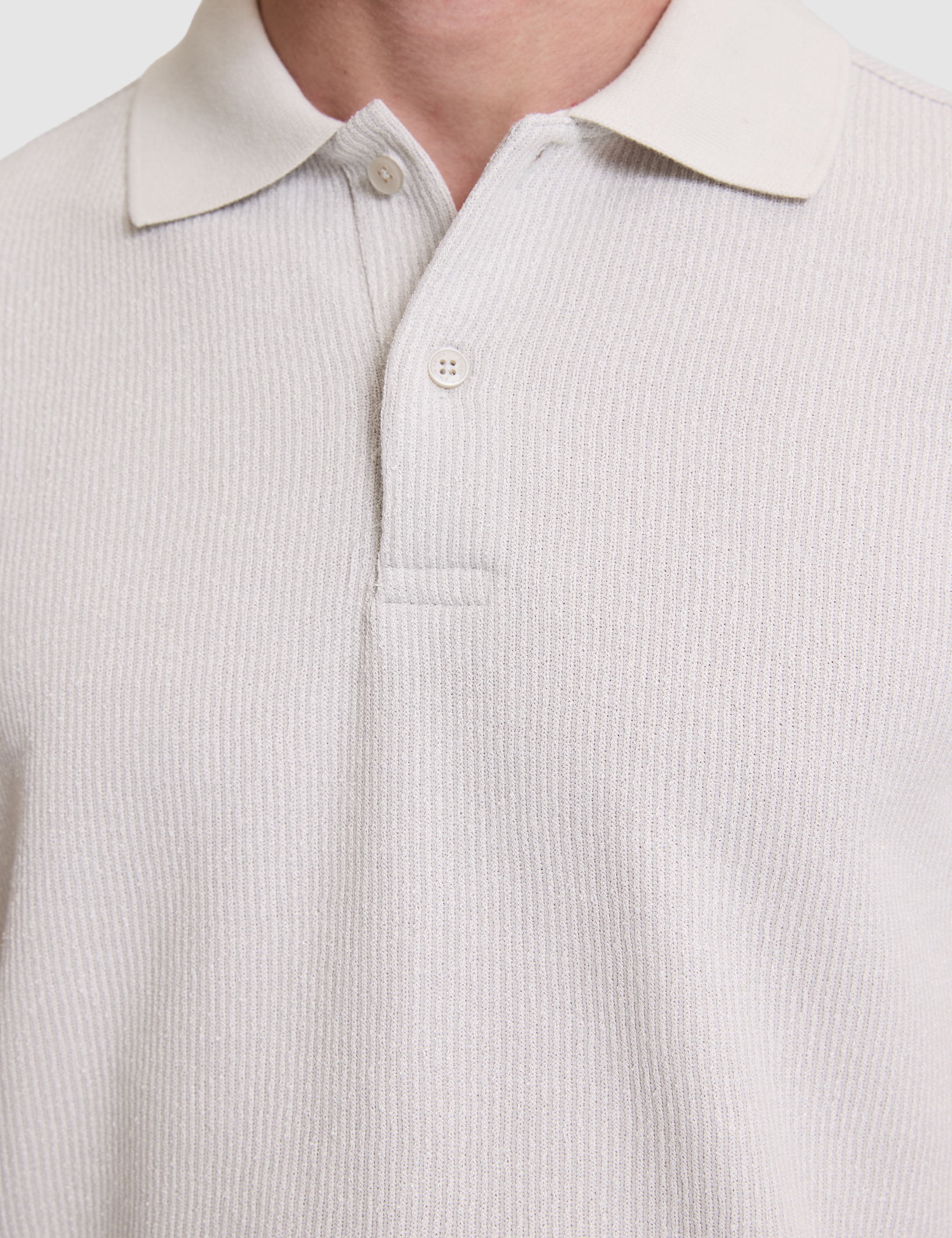 Gri Slim Fit Örme Dokulu Düğmeli Polo Yaka Tişört - 50310171068