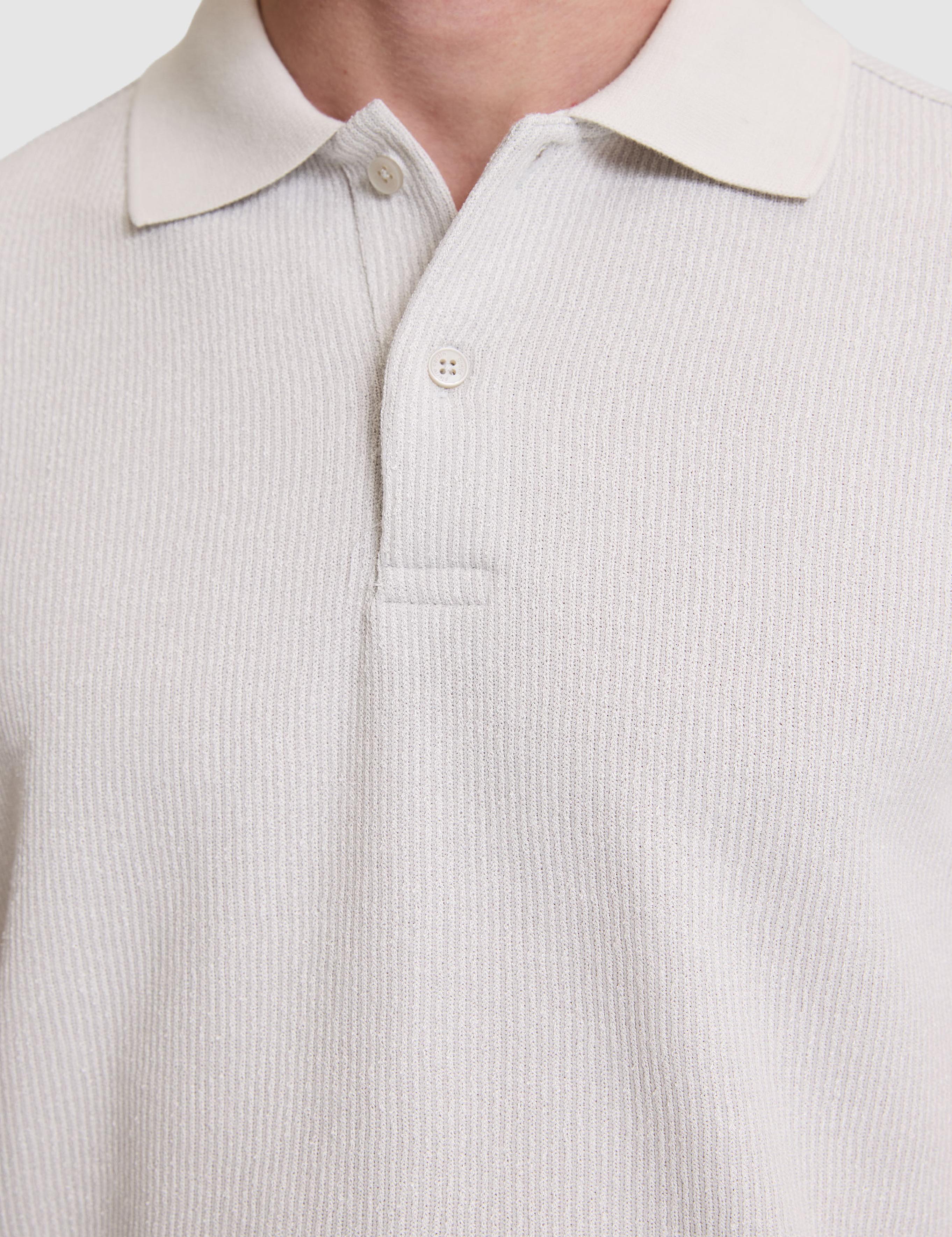 Gri Slim Fit Örme Dokulu Düğmeli Polo Yaka Tişört