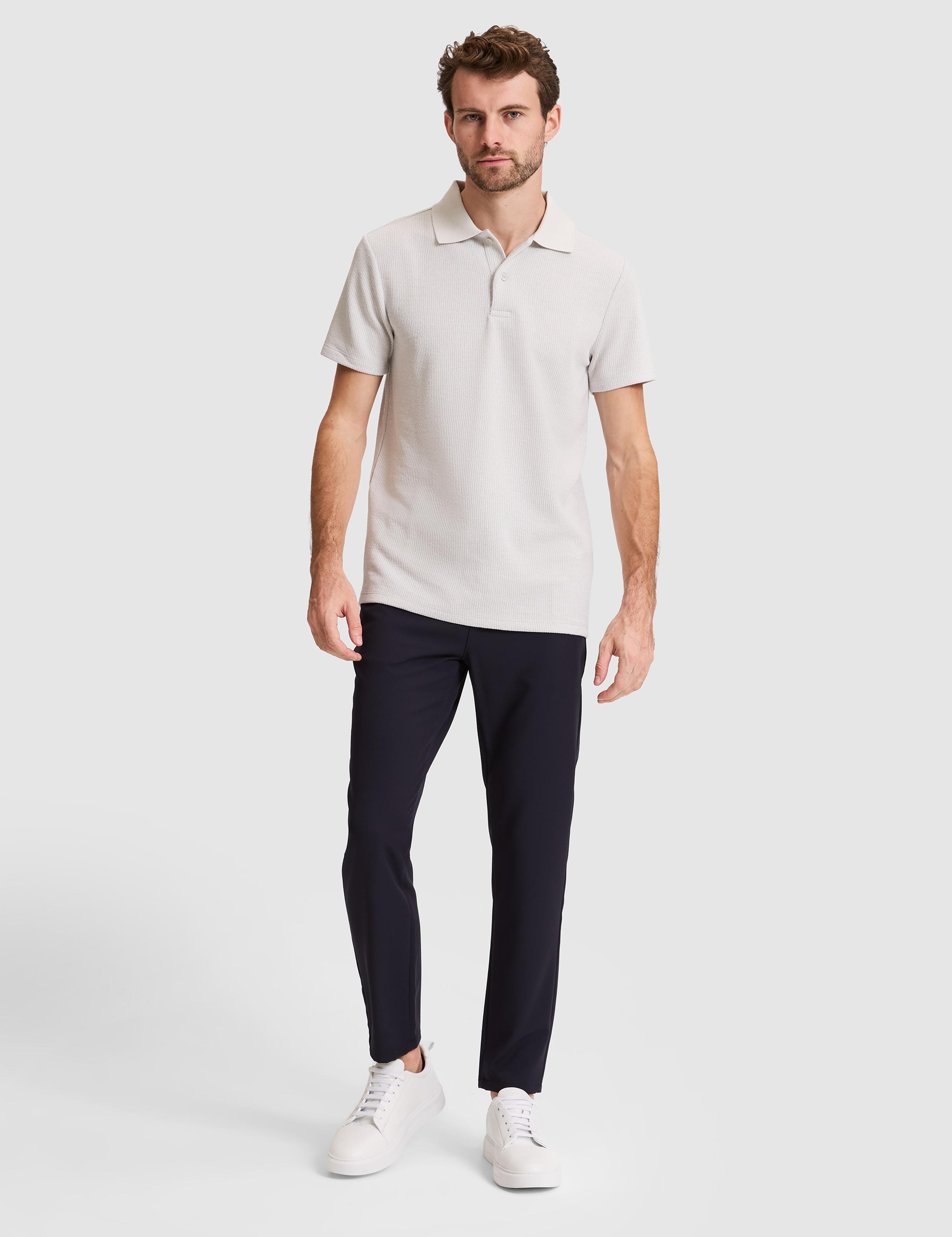Gri Slim Fit Örme Dokulu Düğmeli Polo Yaka Tişört