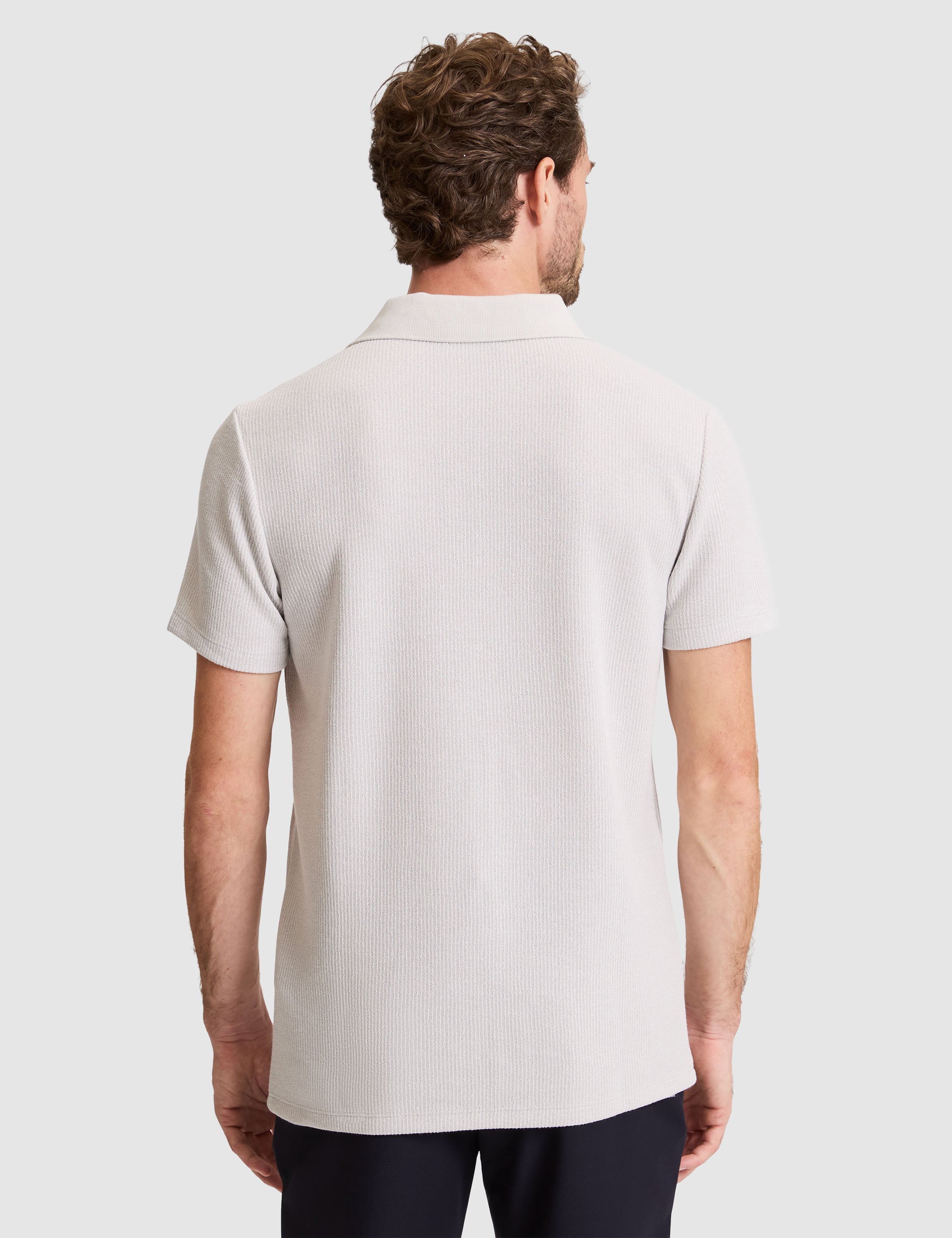 Gri Slim Fit Örme Dokulu Düğmeli Polo Yaka Tişört - 50310171068