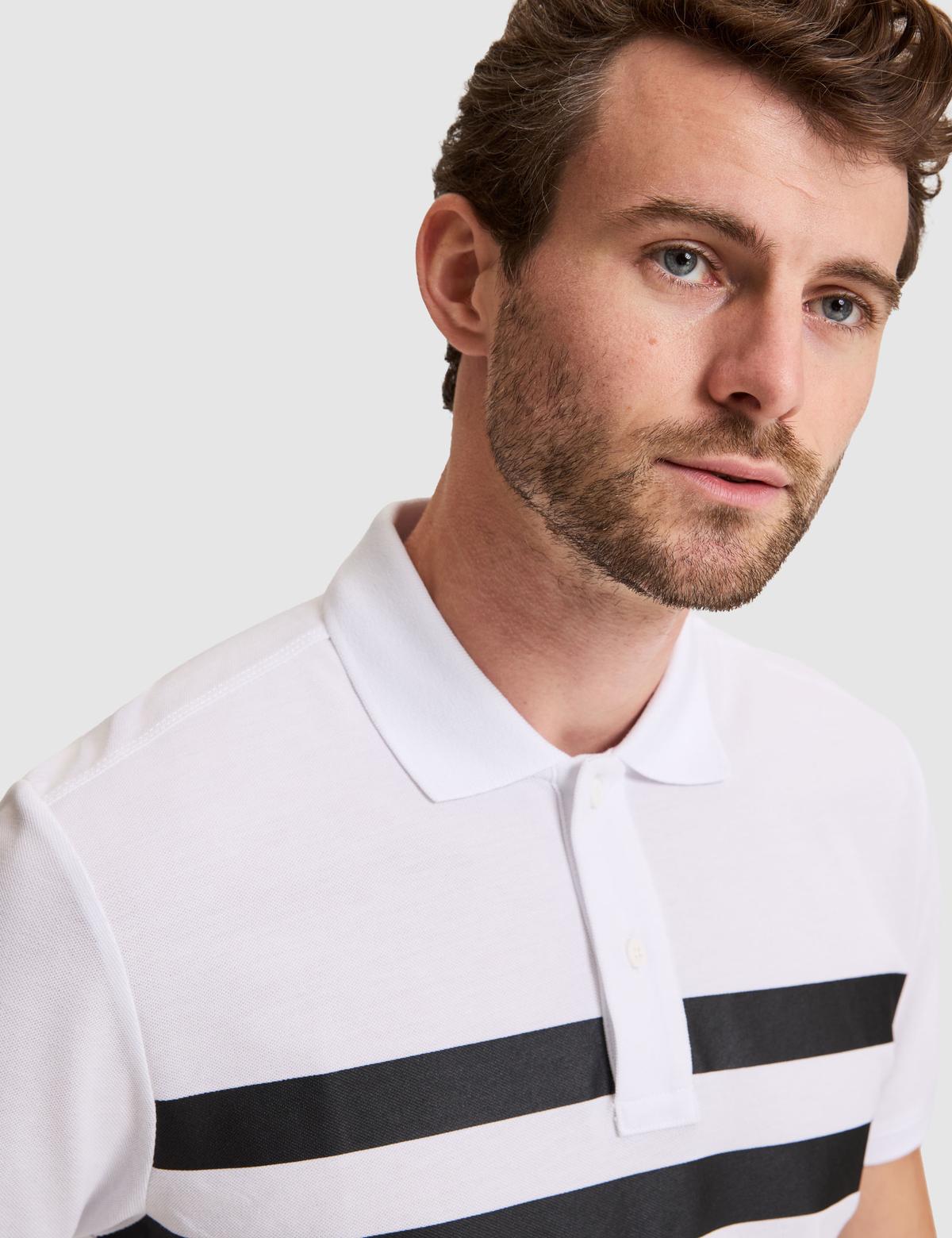 Beyaz Slim Fit %100 Pamuk Düğmeli Polo Yaka Tişört - 50310154028