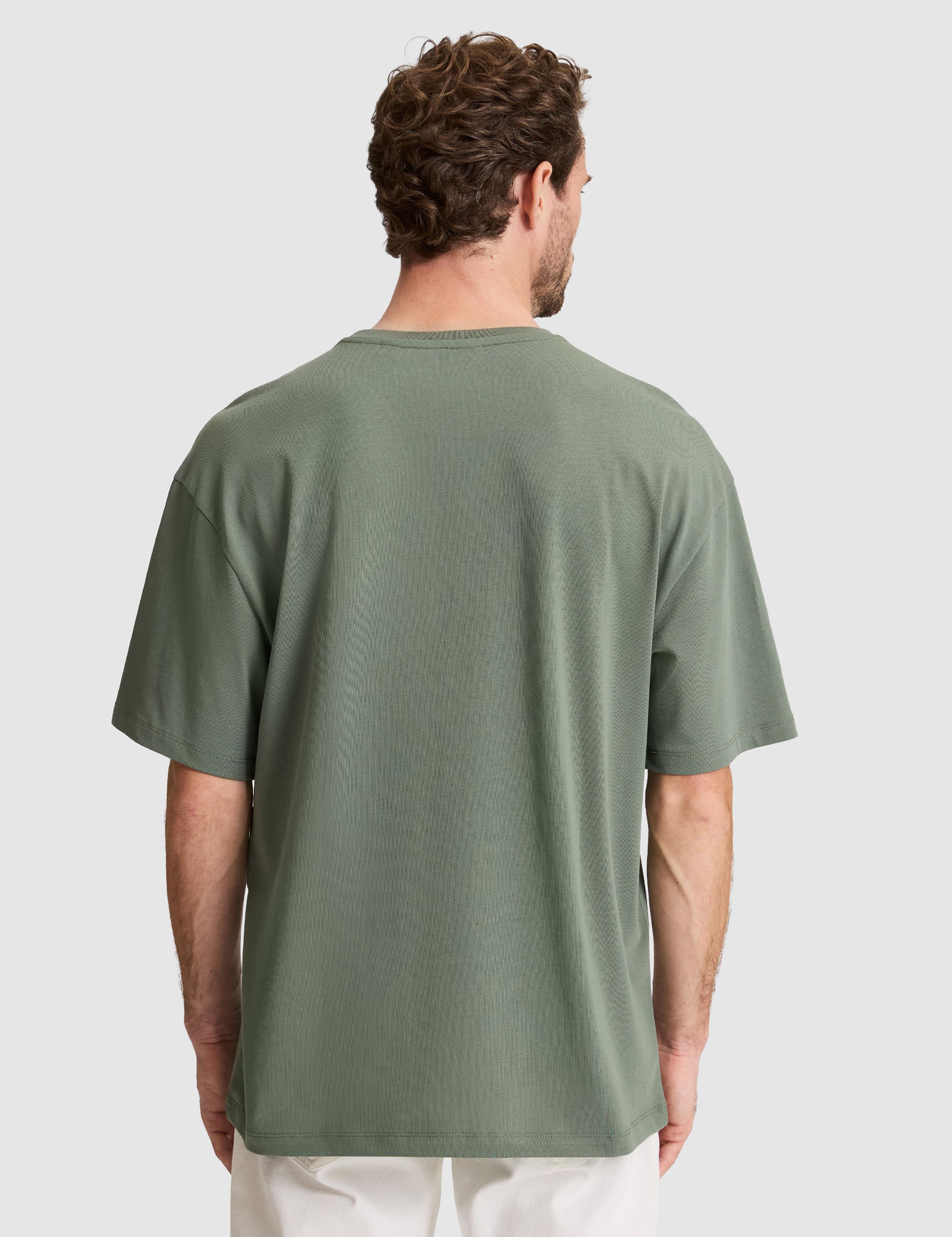 Haki Comfort Fit Bisiklet Yaka Tişört