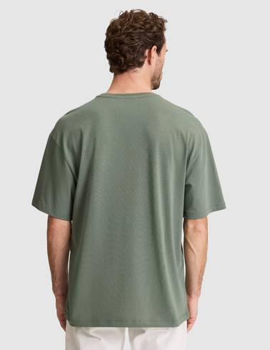 Haki Comfort Fit Bisiklet Yaka Tişört