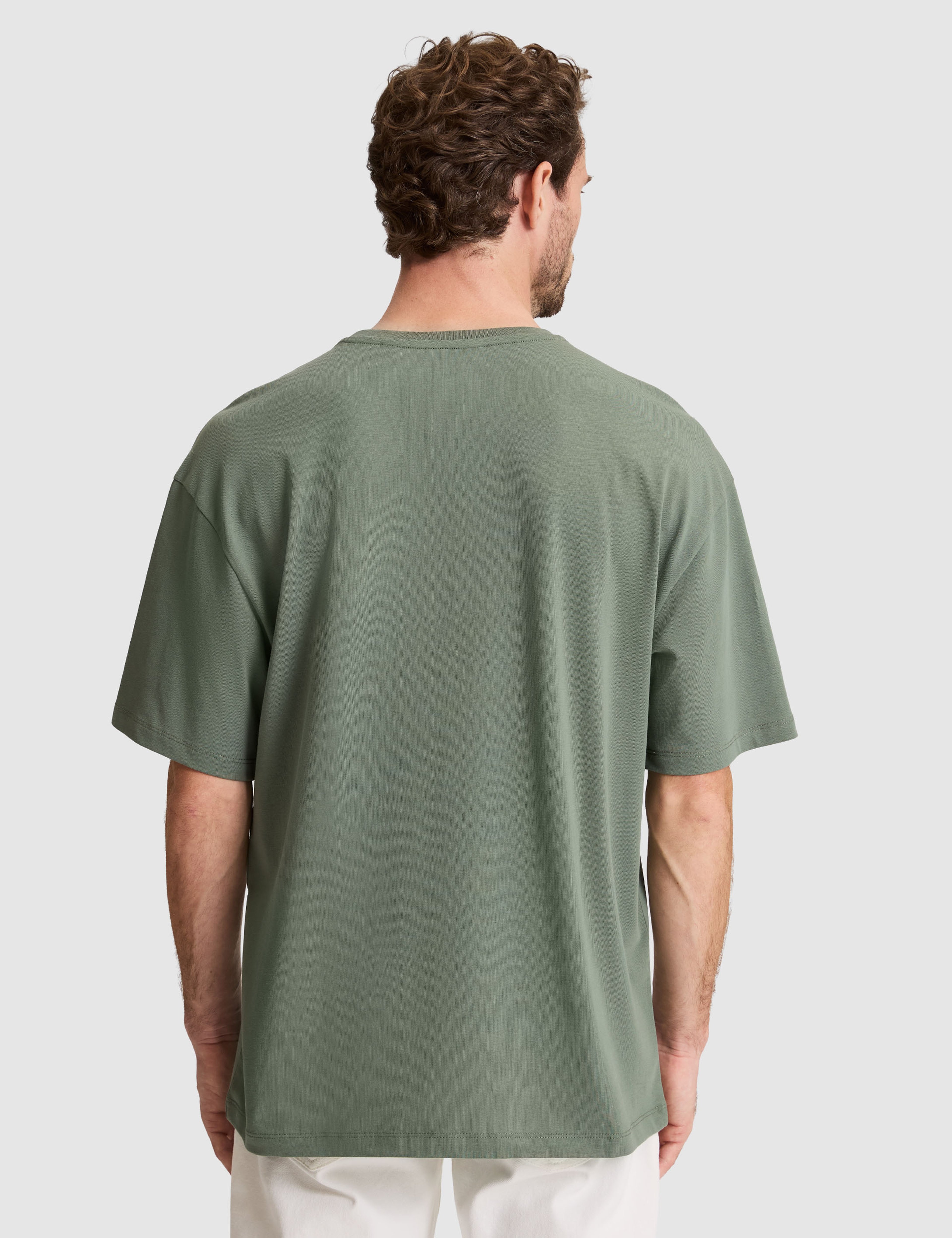 Haki Comfort Fit Bisiklet Yaka Tişört - Image 5