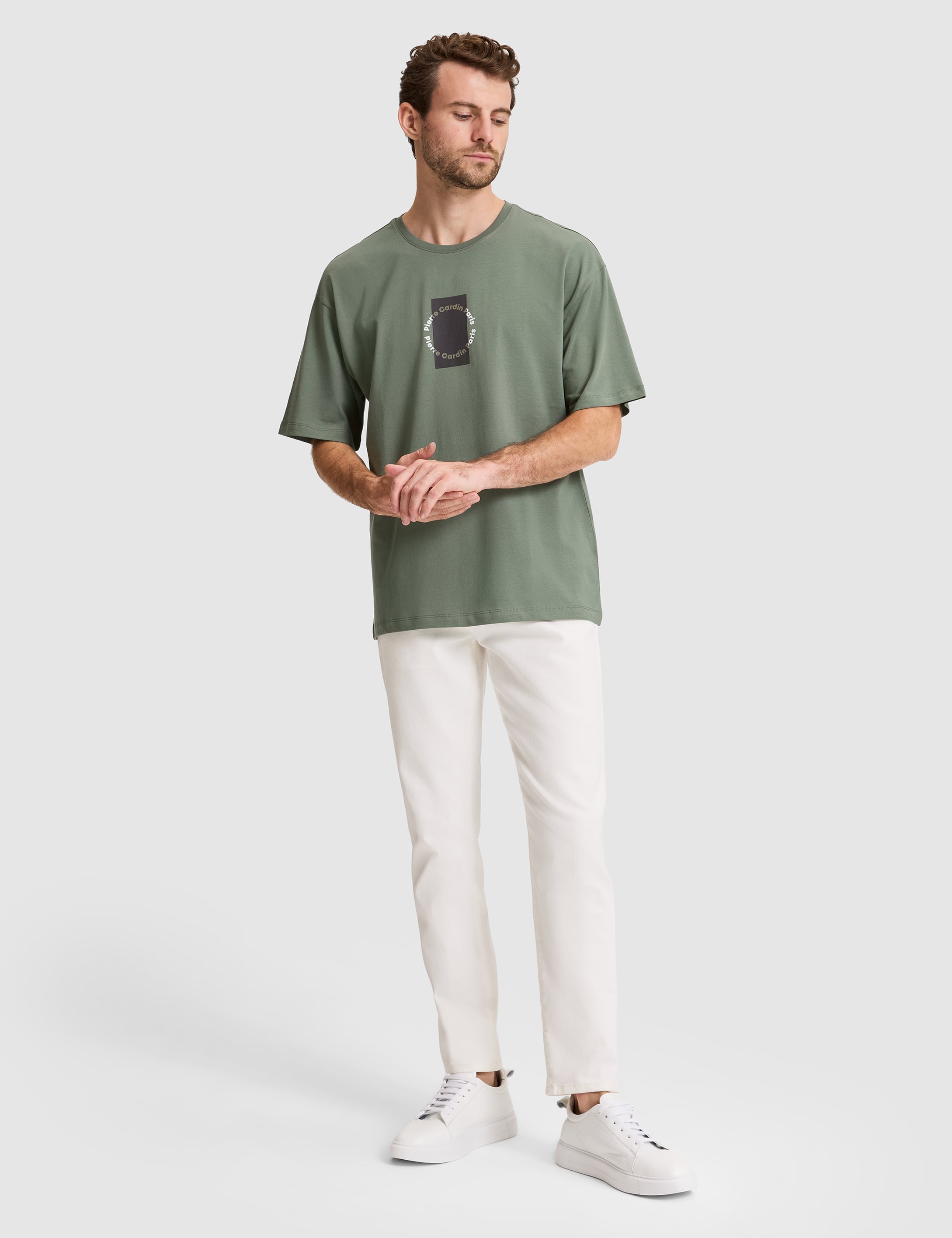 Haki Comfort Fit Bisiklet Yaka Tişört - 50310155026