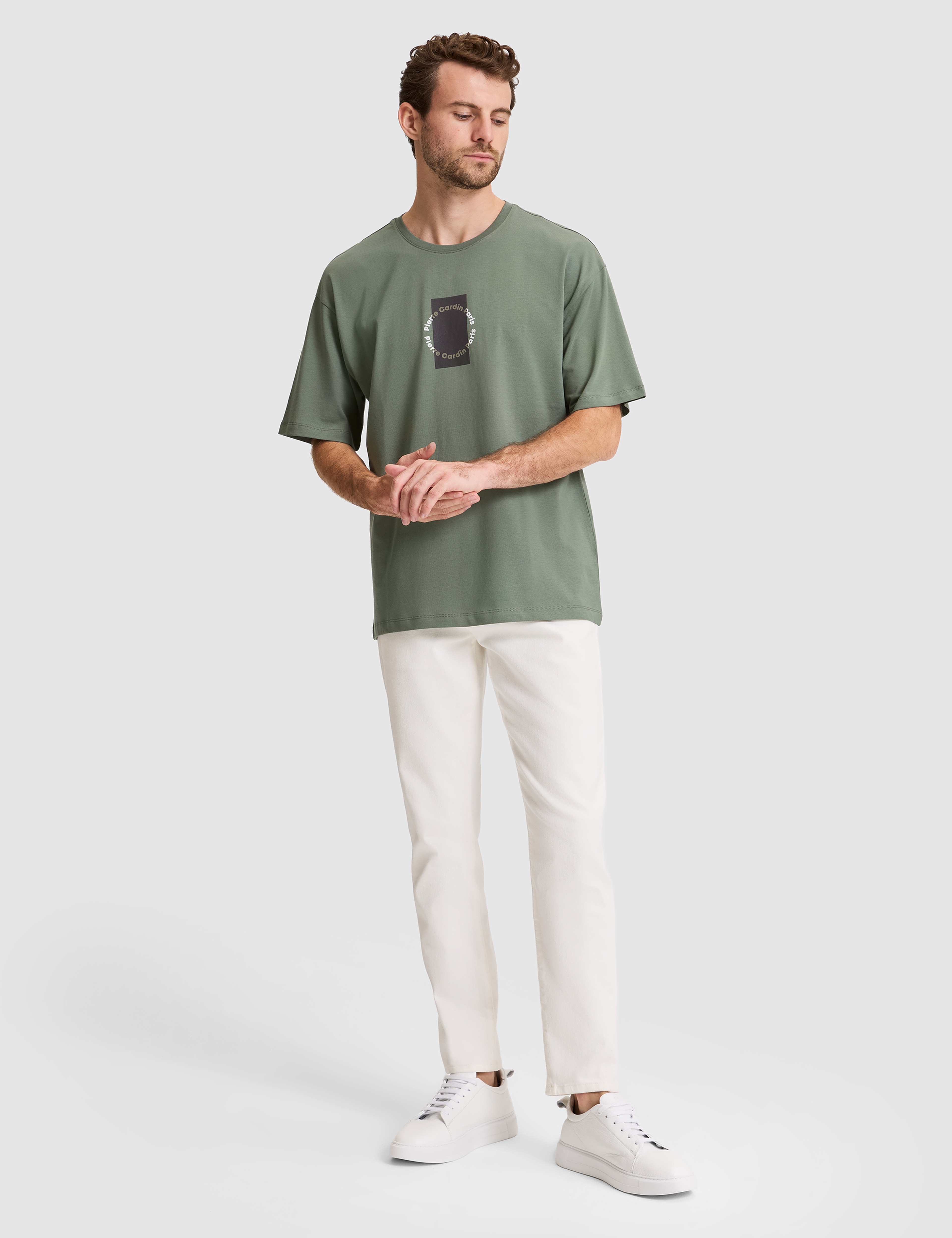 Haki Comfort Fit Bisiklet Yaka Tişört - Image 4