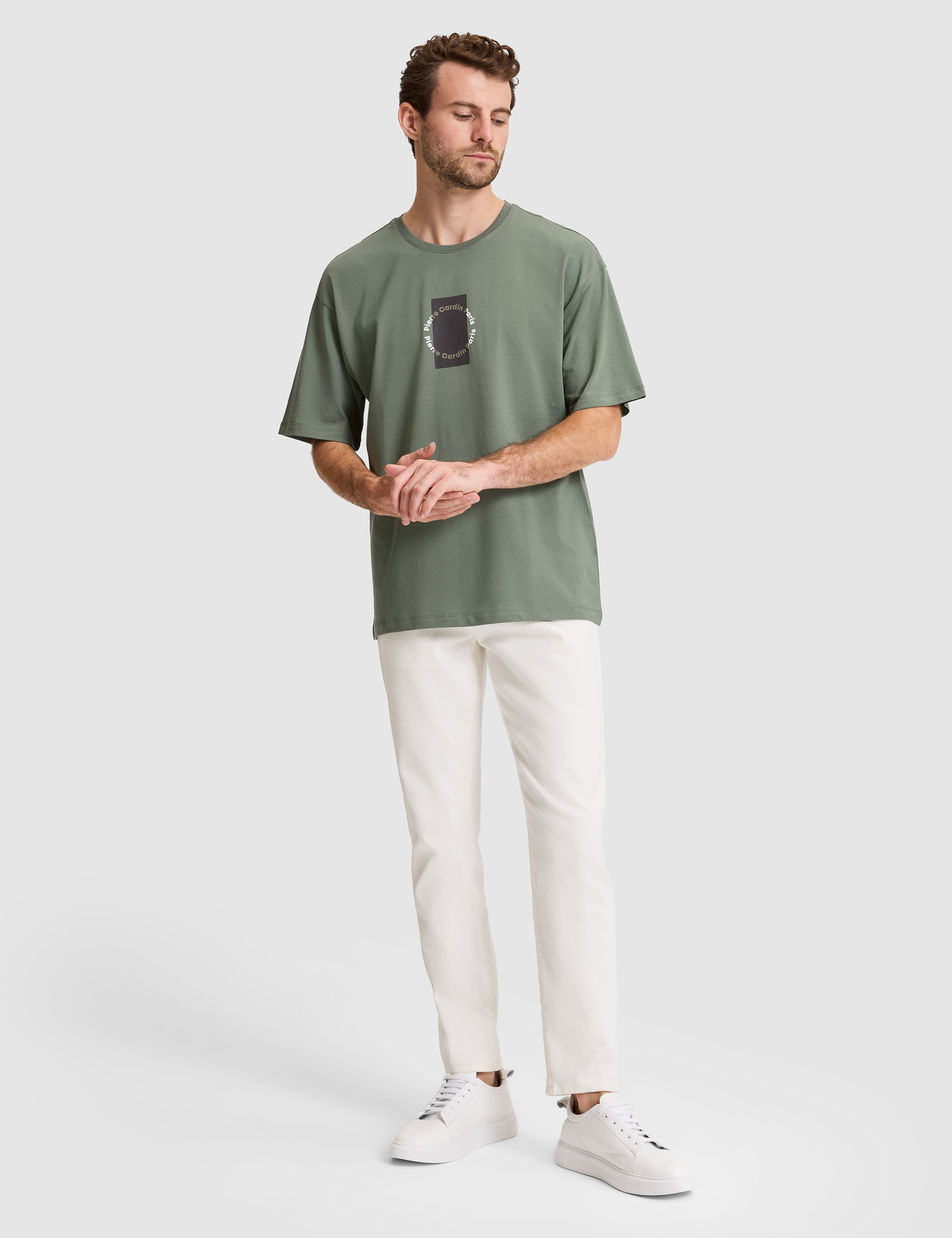 Haki Comfort Fit Bisiklet Yaka Tişört - 50310155026