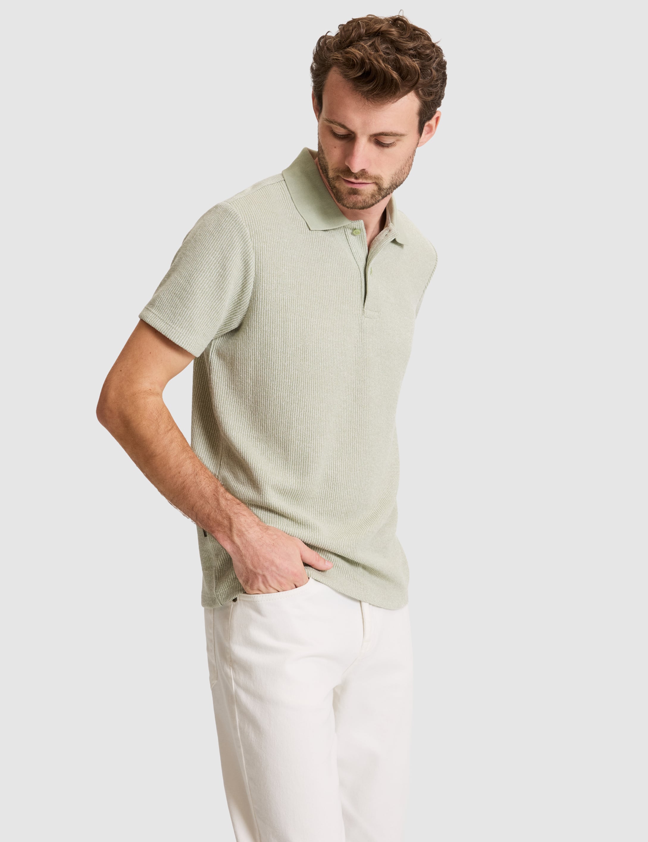 Haki Slim Fit Örme Dokulu Düğmeli Polo Yaka Tişört - 50310171010