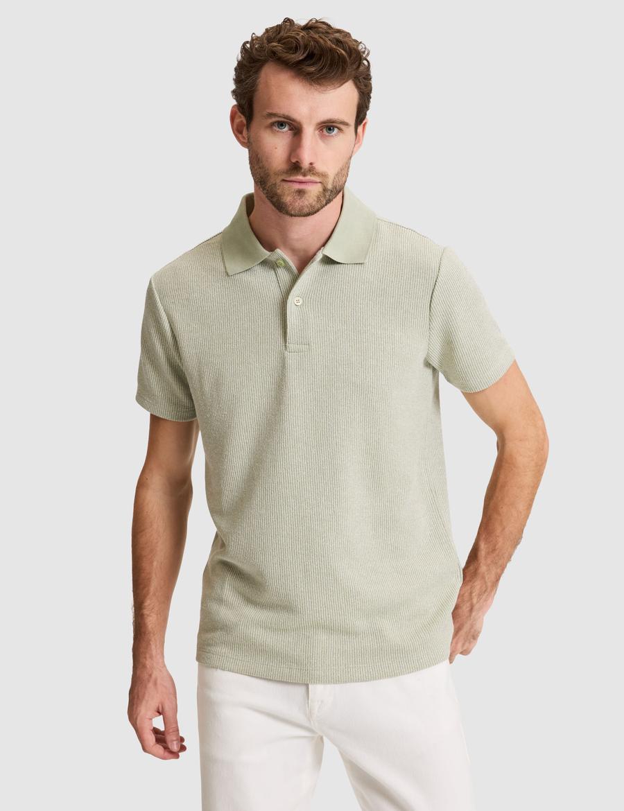 Haki Slim Fit Örme Dokulu Düğmeli Polo Yaka Tişört