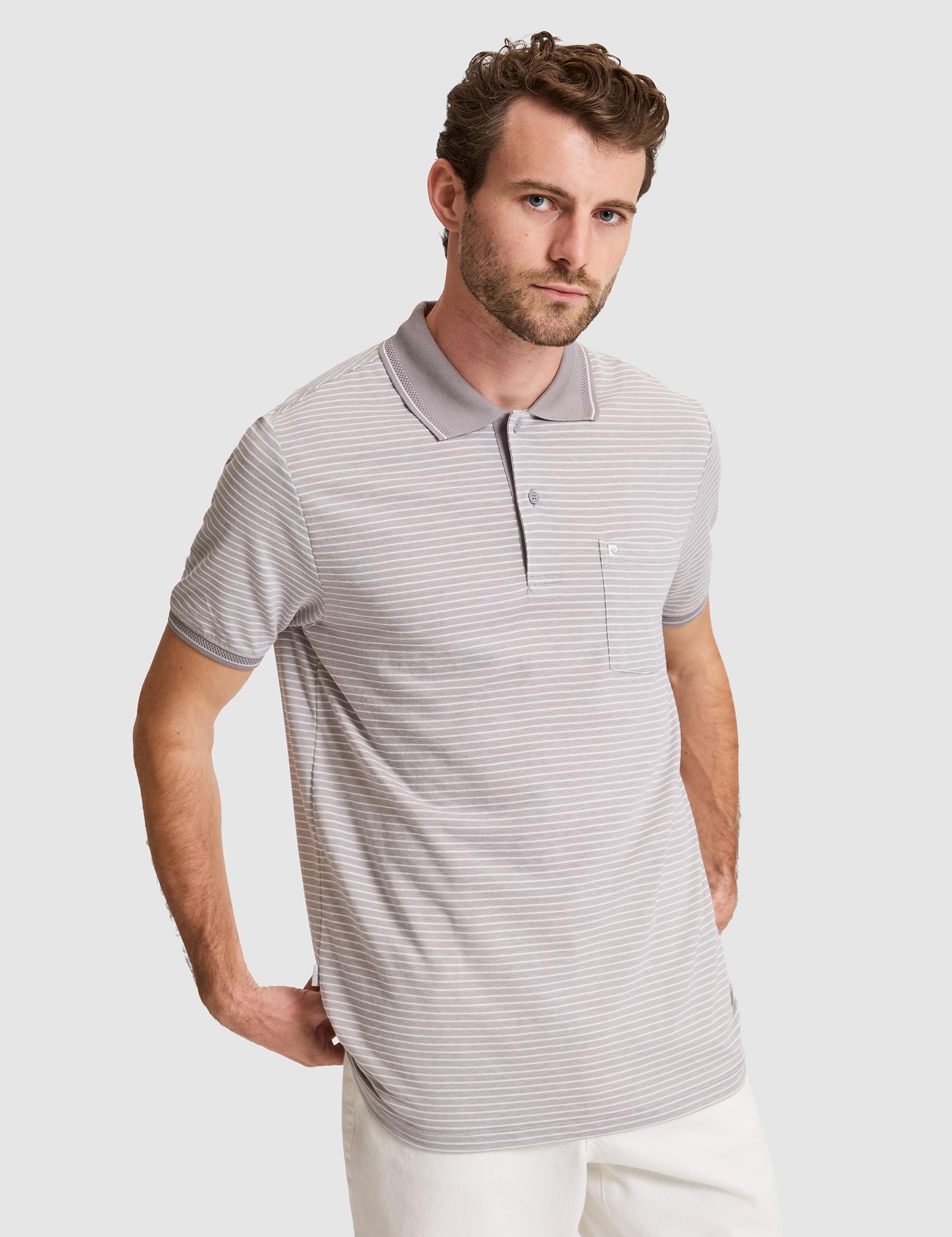 Gri Regular Fit Düğmeli Polo Yaka Tişört