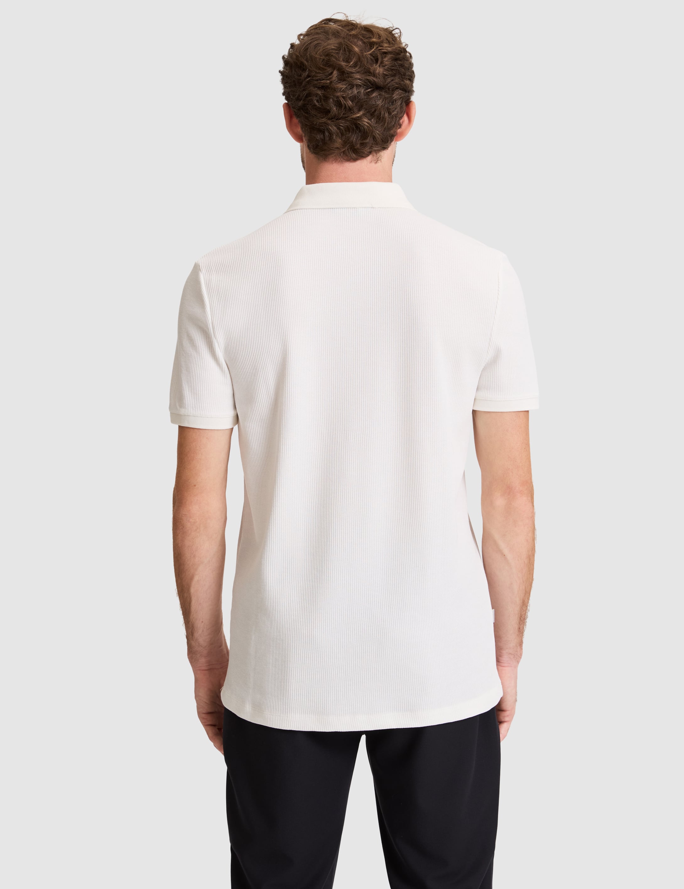 Beyaz Slim Fit Örme Dokulu Düğmeli Polo Yaka Tişört - 50309959038