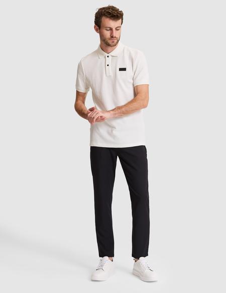 Beyaz Slim Fit Örme Dokulu Düğmeli Polo Yaka Tişört - 50309959038