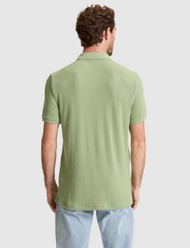 Çağla Yeşili Slim Fit Örme Dokulu Polo Yaka Tişört