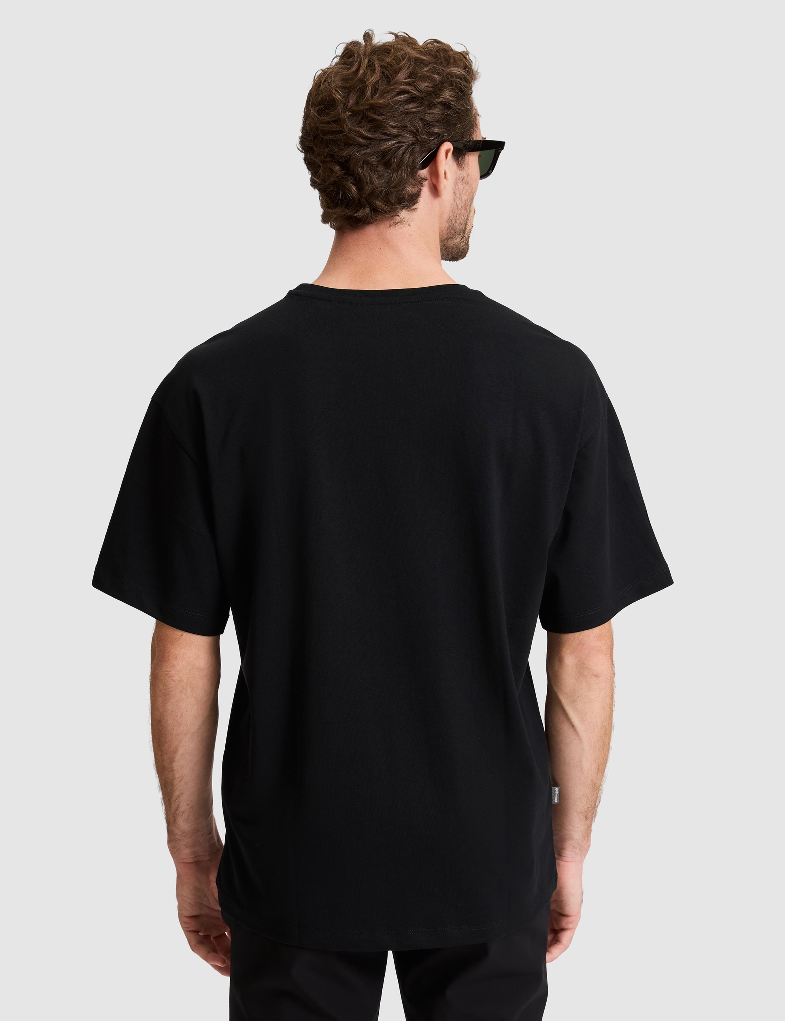 Siyah Comfort Fit Bisiklet Yaka Tişört
