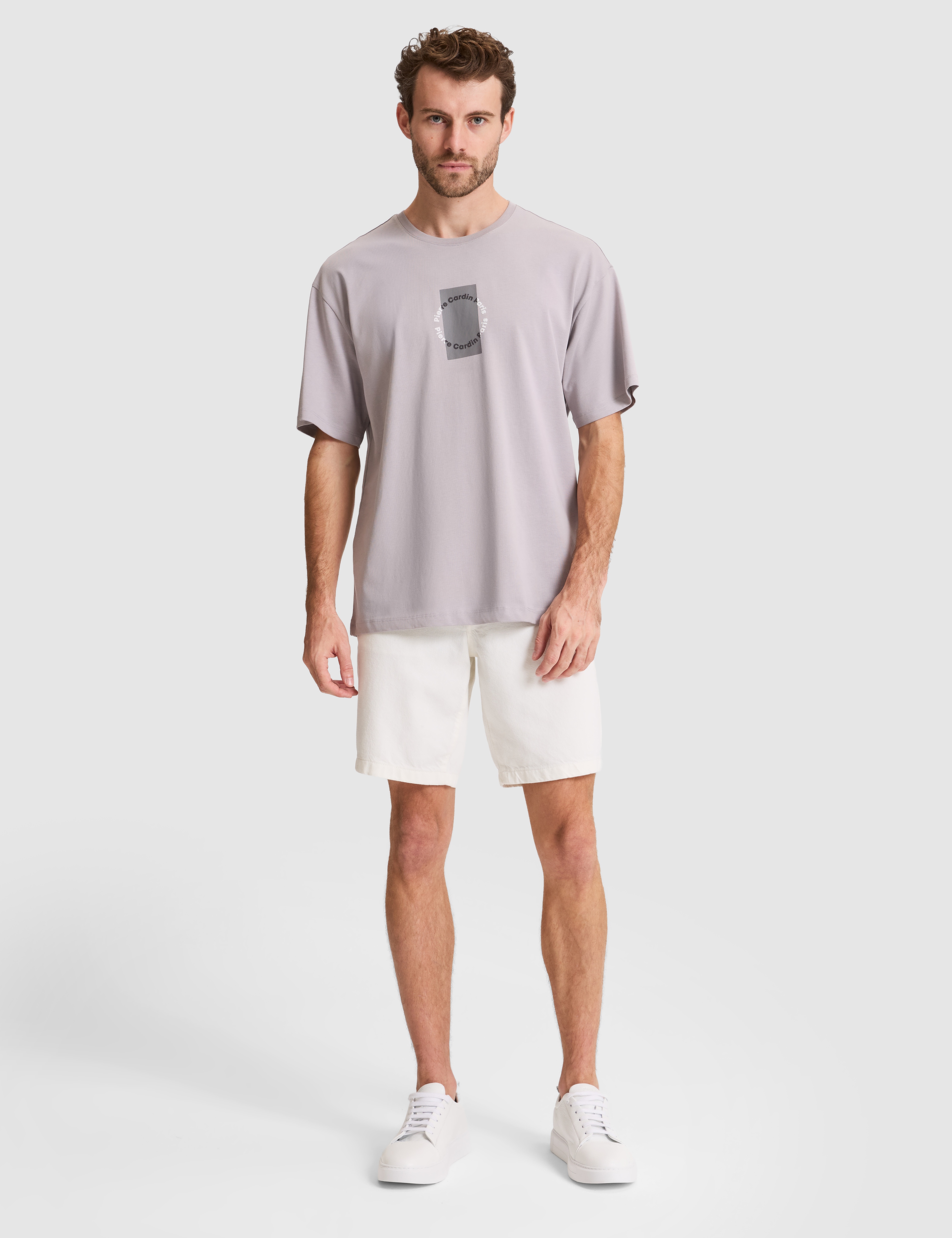 Gri Comfort Fit Bisiklet Yaka Tişört