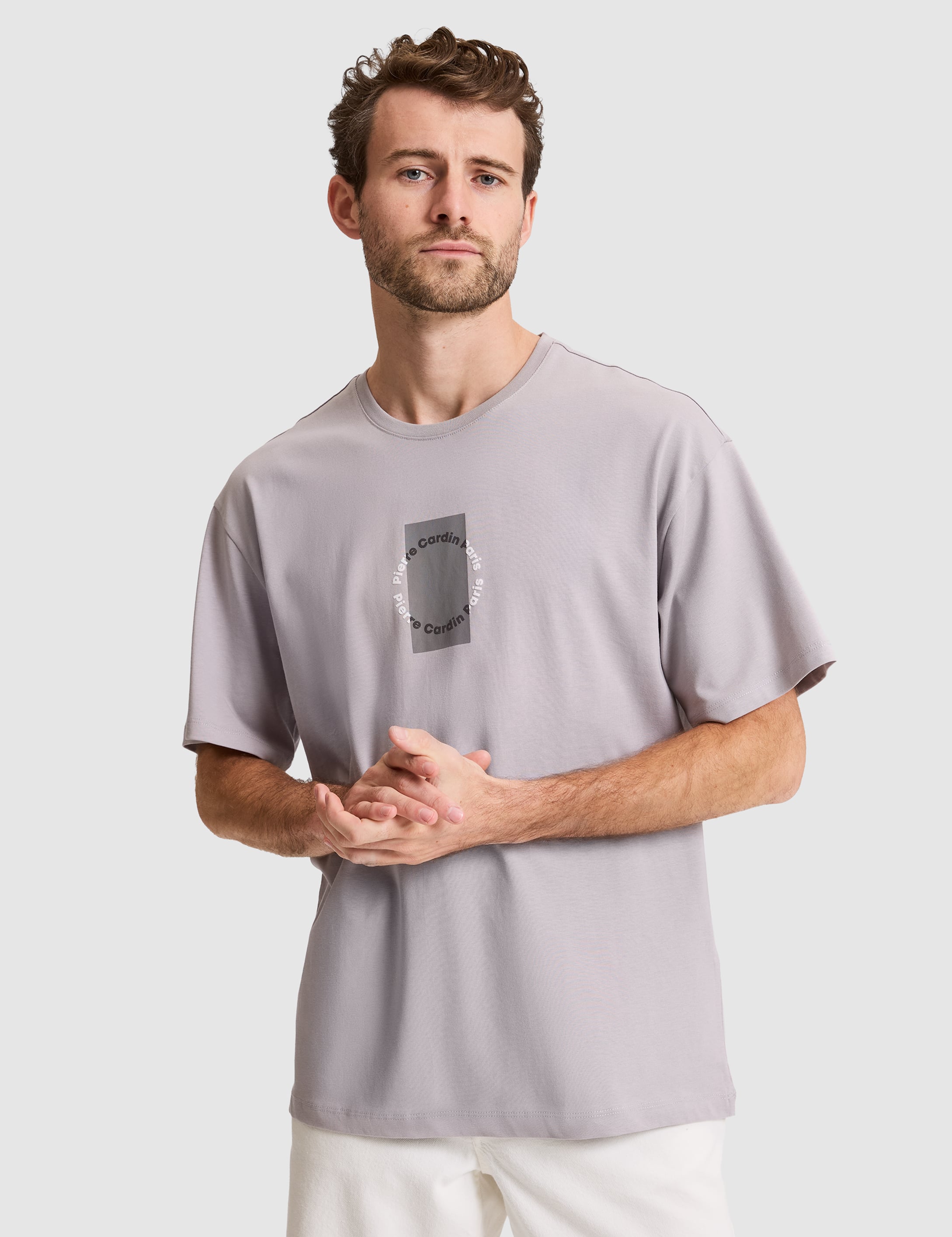 Gri Comfort Fit Bisiklet Yaka Tişört - 50310155015