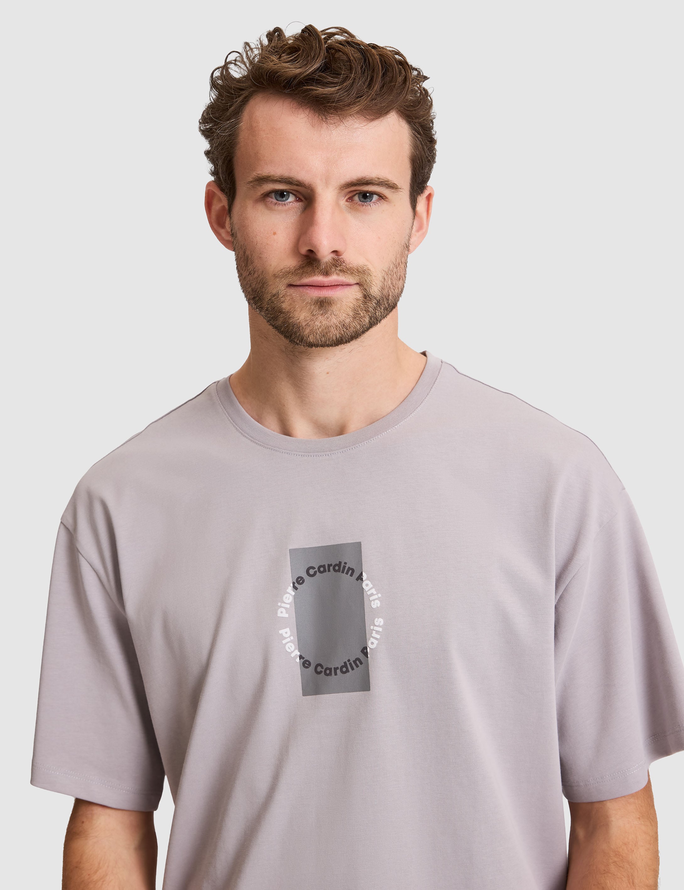 Gri Comfort Fit Bisiklet Yaka Tişört - 50310155015