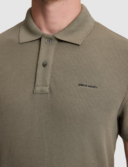 Haki Slim Fit Örme Dokulu Düğmeli Polo Yaka Tişört - 50309946019