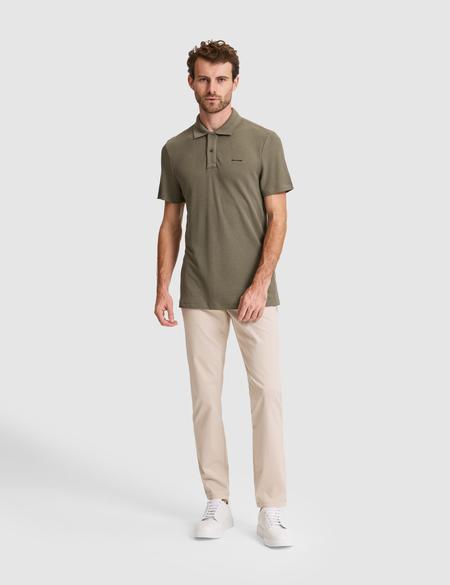 Haki Slim Fit Örme Dokulu Düğmeli Polo Yaka Tişört - 50309946019