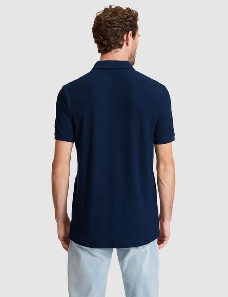 Lacivert Slim Fit Örme Dokulu Düğmeli Polo Yaka Tişört - 50309959028