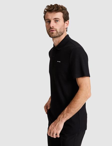 Siyah Slim Fit Örme Dokulu Düğmeli Polo Yaka Tişört - 50309946010