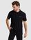 Siyah Slim Fit Örme Dokulu Düğmeli Polo Yaka Tişört