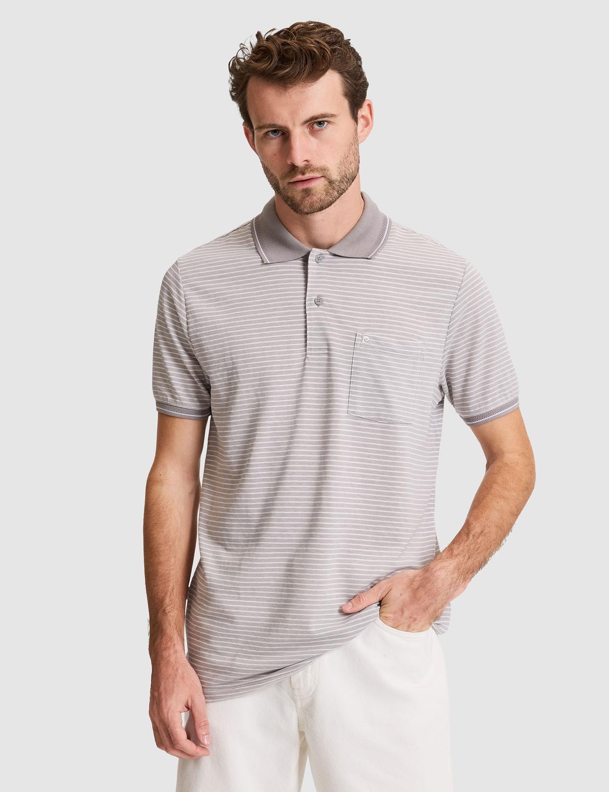 Gri Regular Fit Düğmeli Polo Yaka Tişört