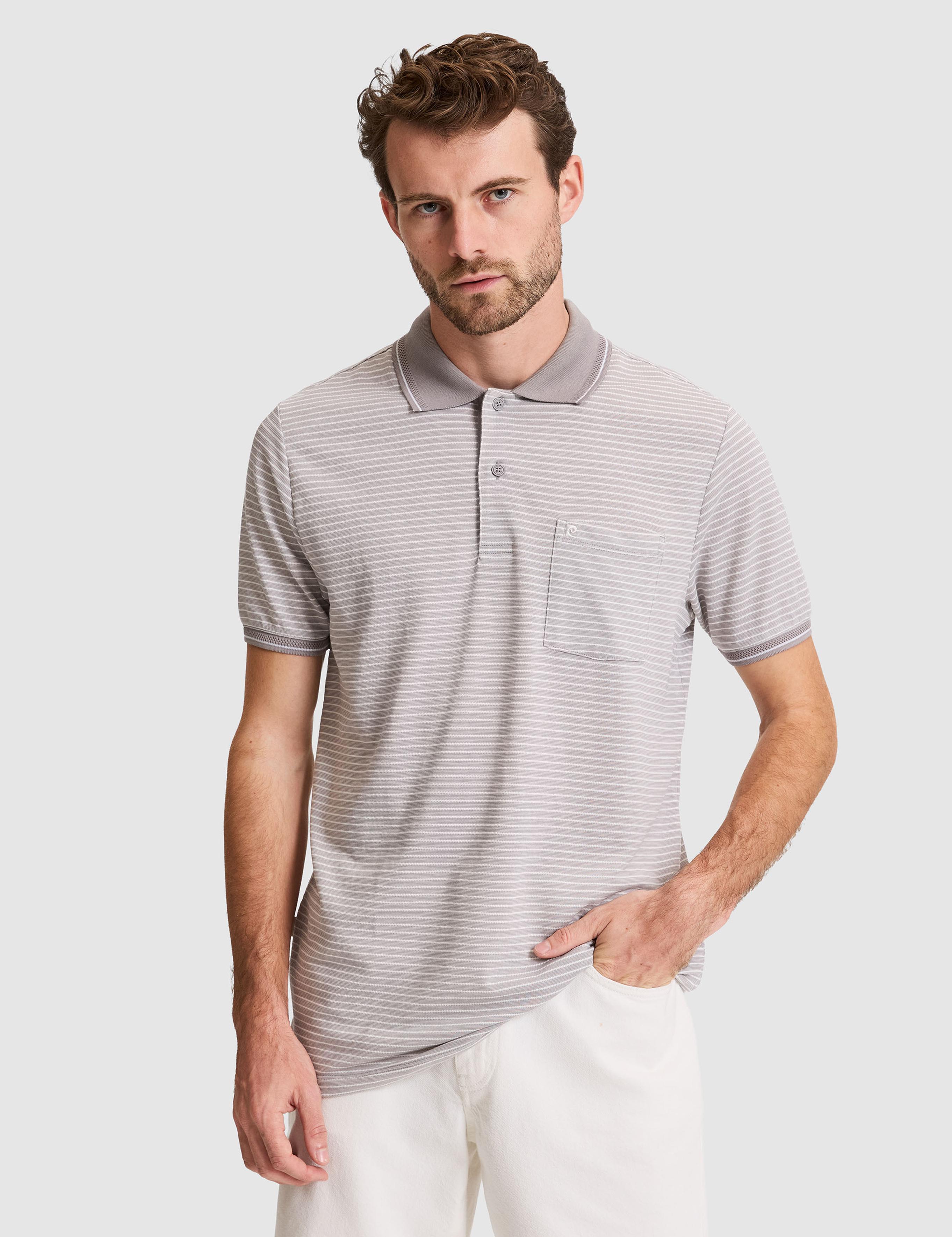 Gri Regular Fit Düğmeli Polo Yaka Tişört