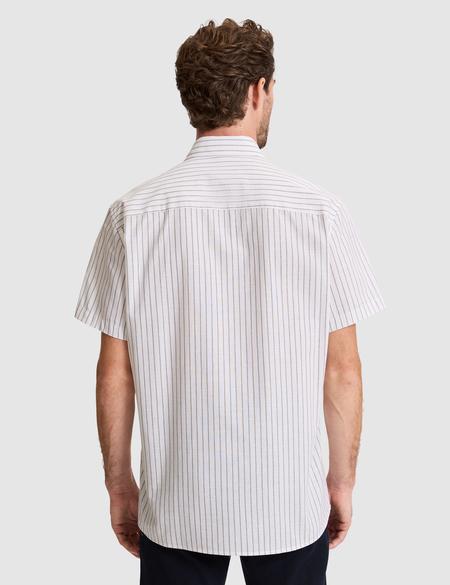 Haki Regular Fit Çizgili Kısa Kollu Gömlek - 50307082015