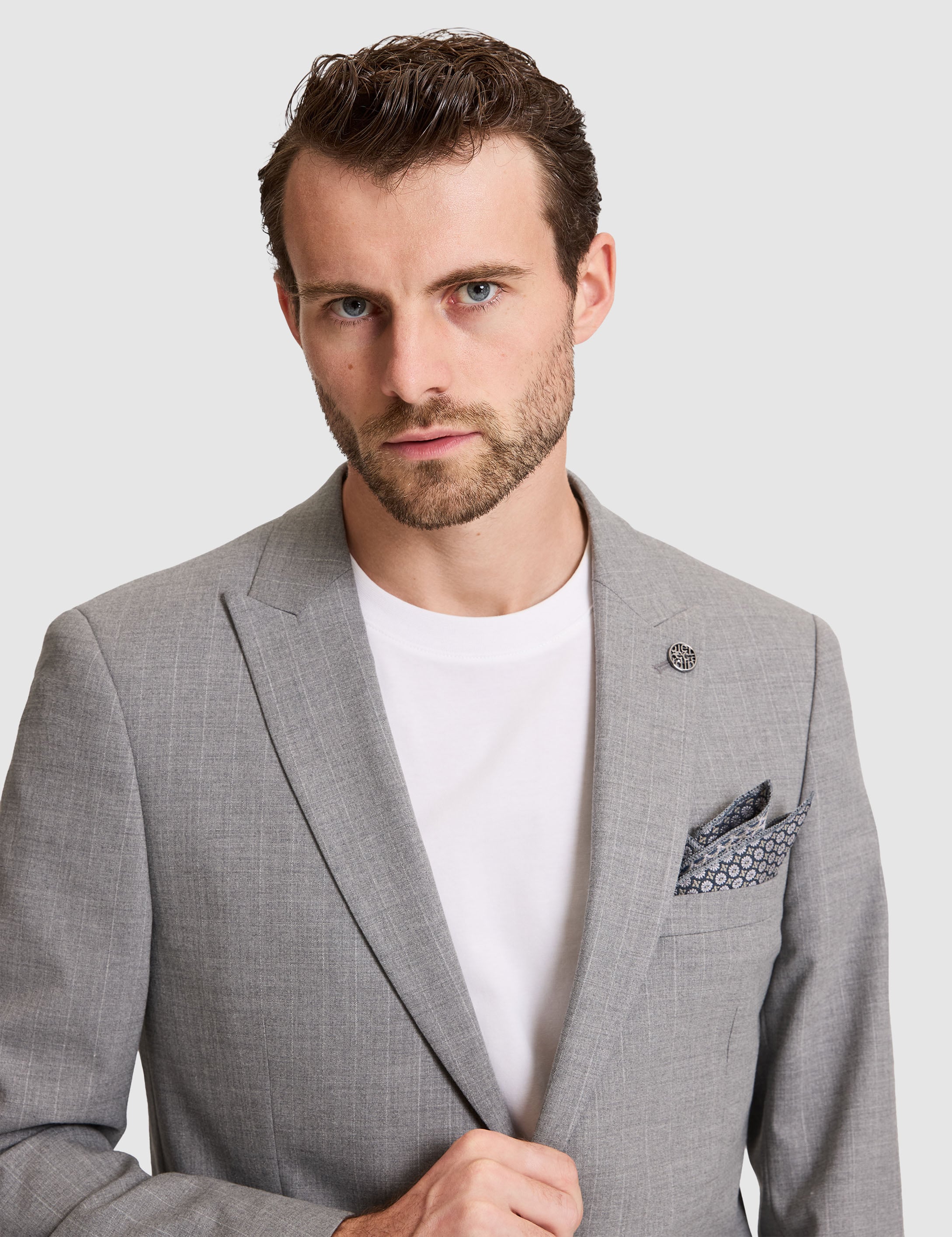 Füme Extra Slim Fit Kırlangıç Yaka Çizgili Takım Elbise - 50325234005