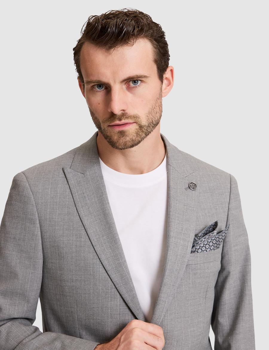 Füme Extra Slim Fit Kırlangıç Yaka Çizgili Takım Elbise