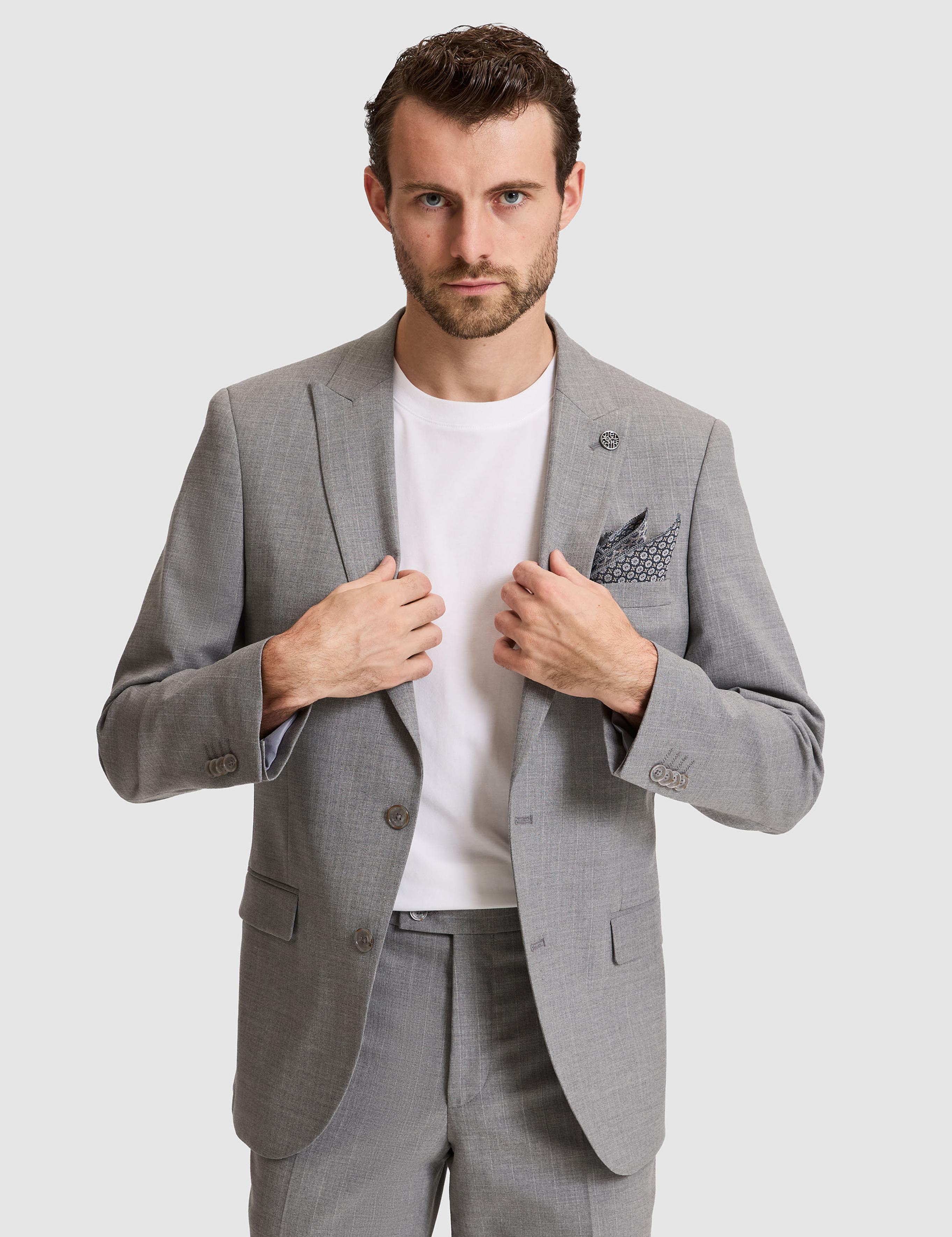 Füme Extra Slim Fit Kırlangıç Yaka Çizgili Takım Elbise