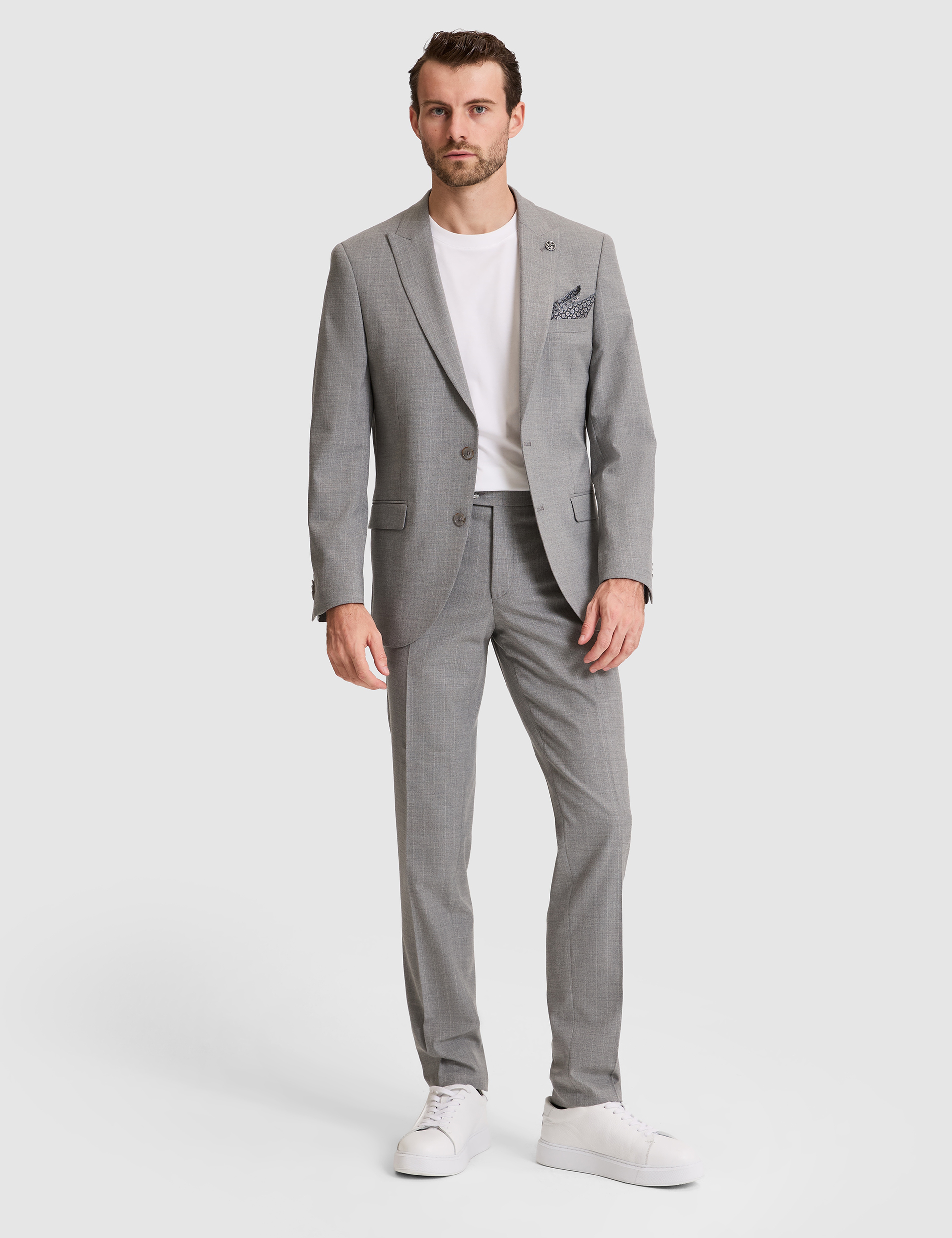 Füme Extra Slim Fit Kırlangıç Yaka Çizgili Takım Elbise - Image 1