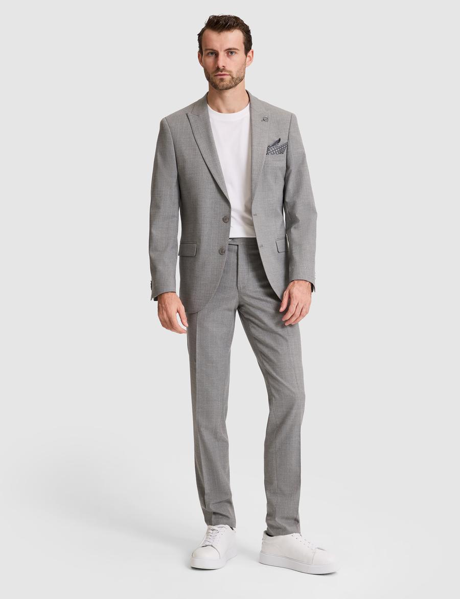 Füme Extra Slim Fit Kırlangıç Yaka Çizgili Takım Elbise