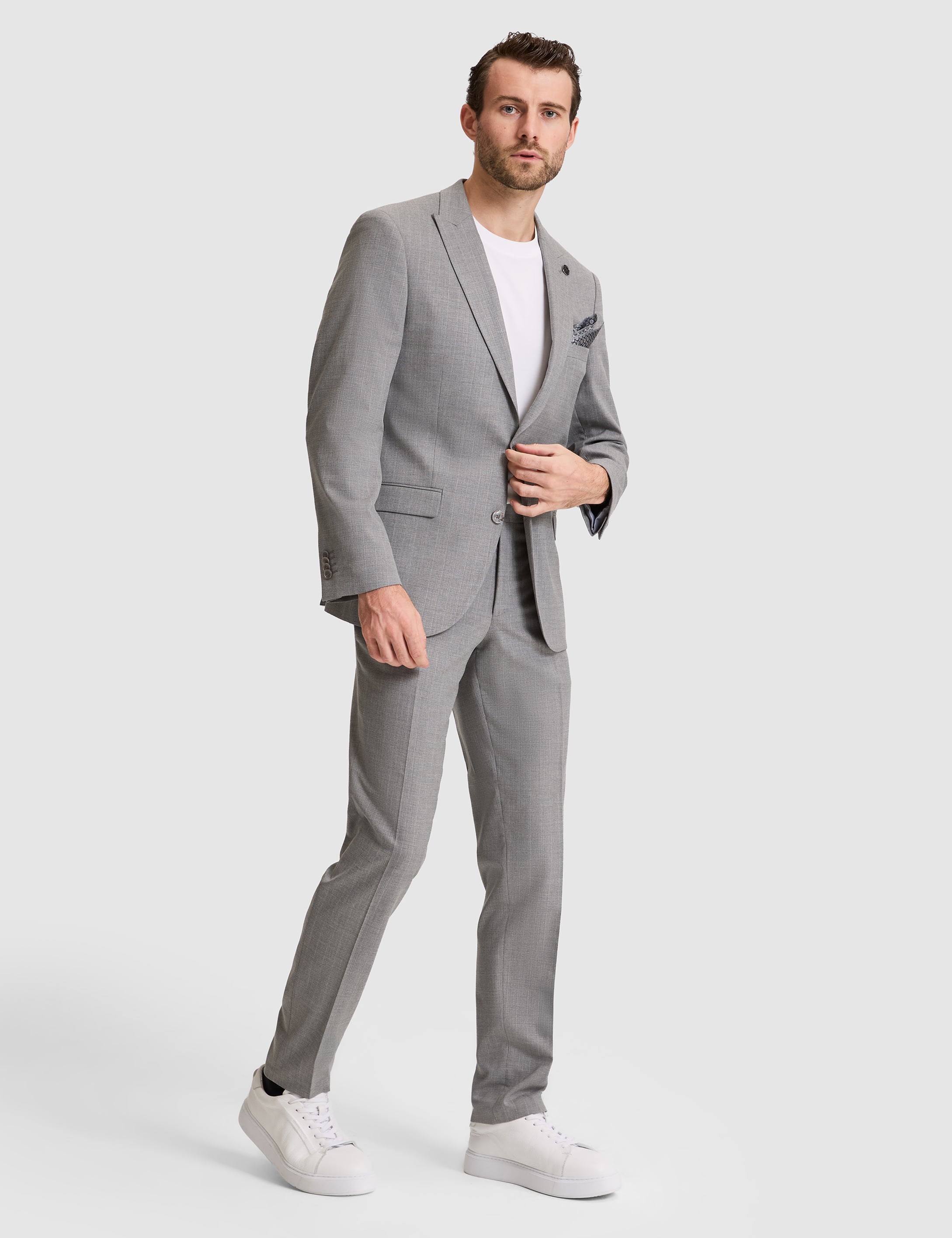 Füme Extra Slim Fit Kırlangıç Yaka Çizgili Takım Elbise - 50325234005