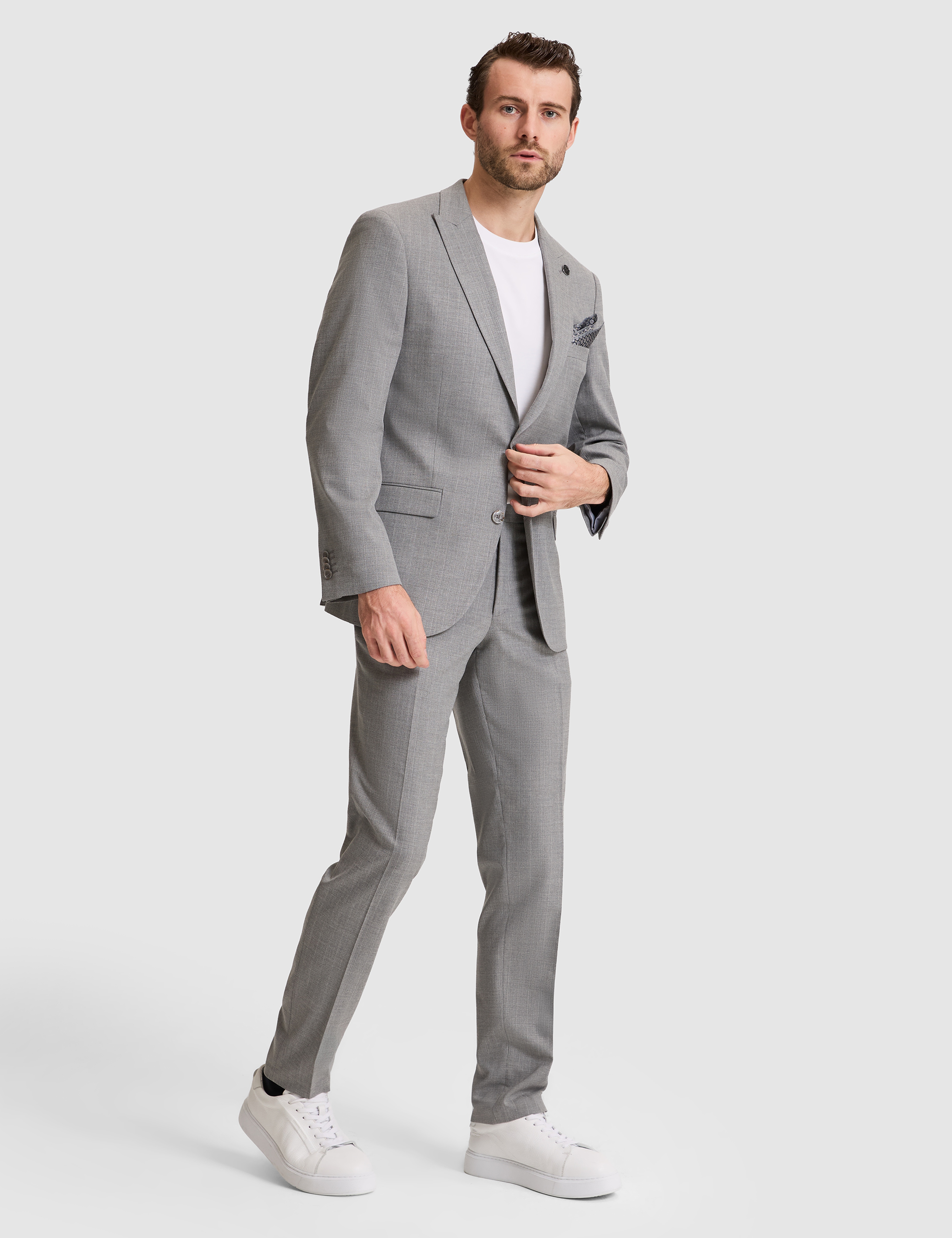 Füme Extra Slim Fit Kırlangıç Yaka Çizgili Takım Elbise