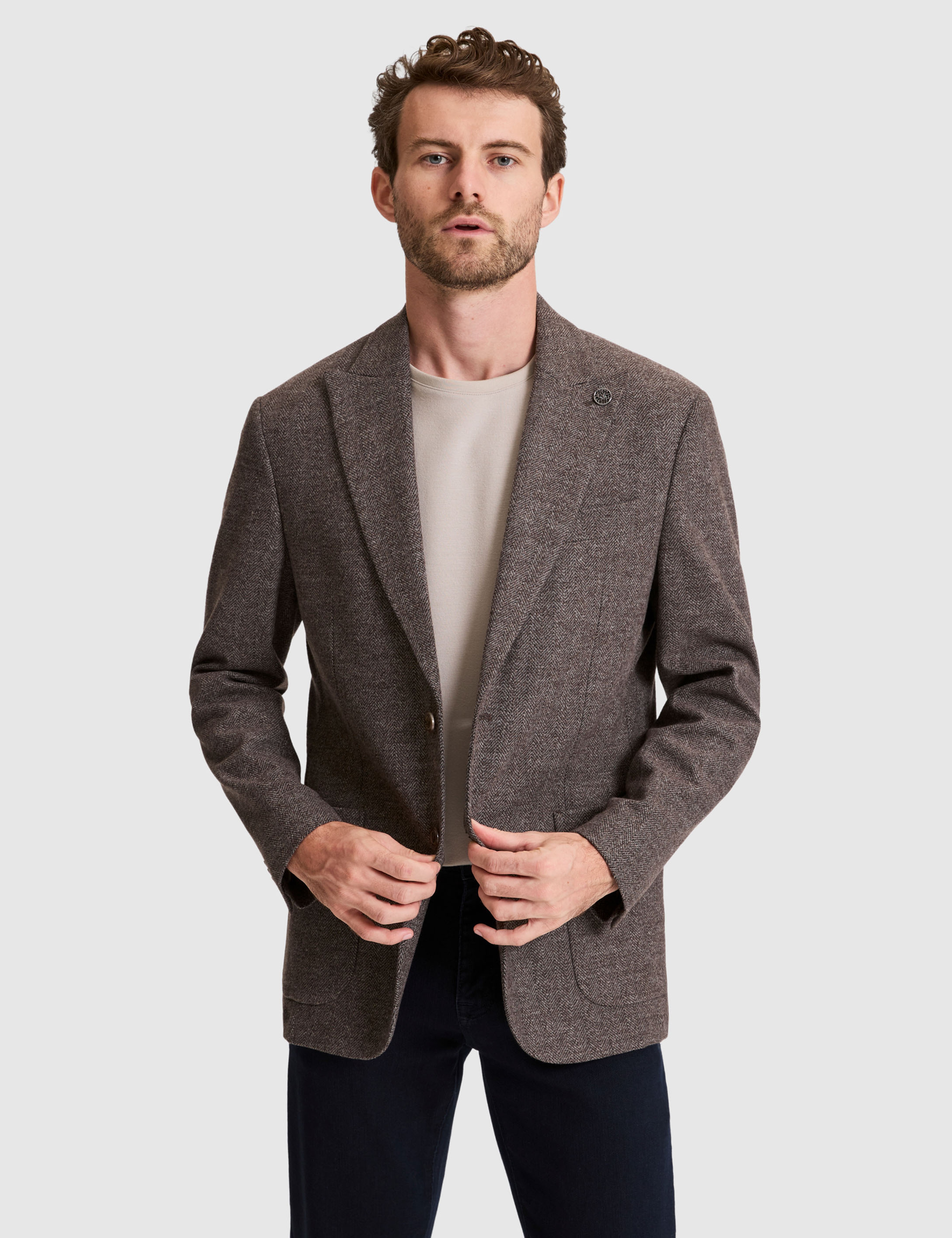 Koyu Kahverengi Slim Fit Ceket - Image 1