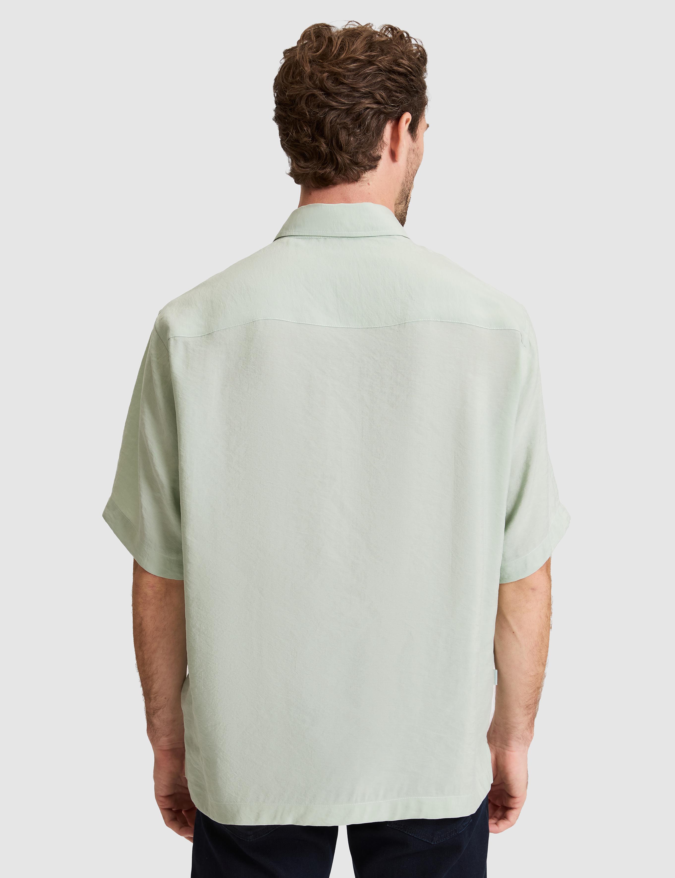 Su Yeşili Oversize Kısa Kollu Gömlek