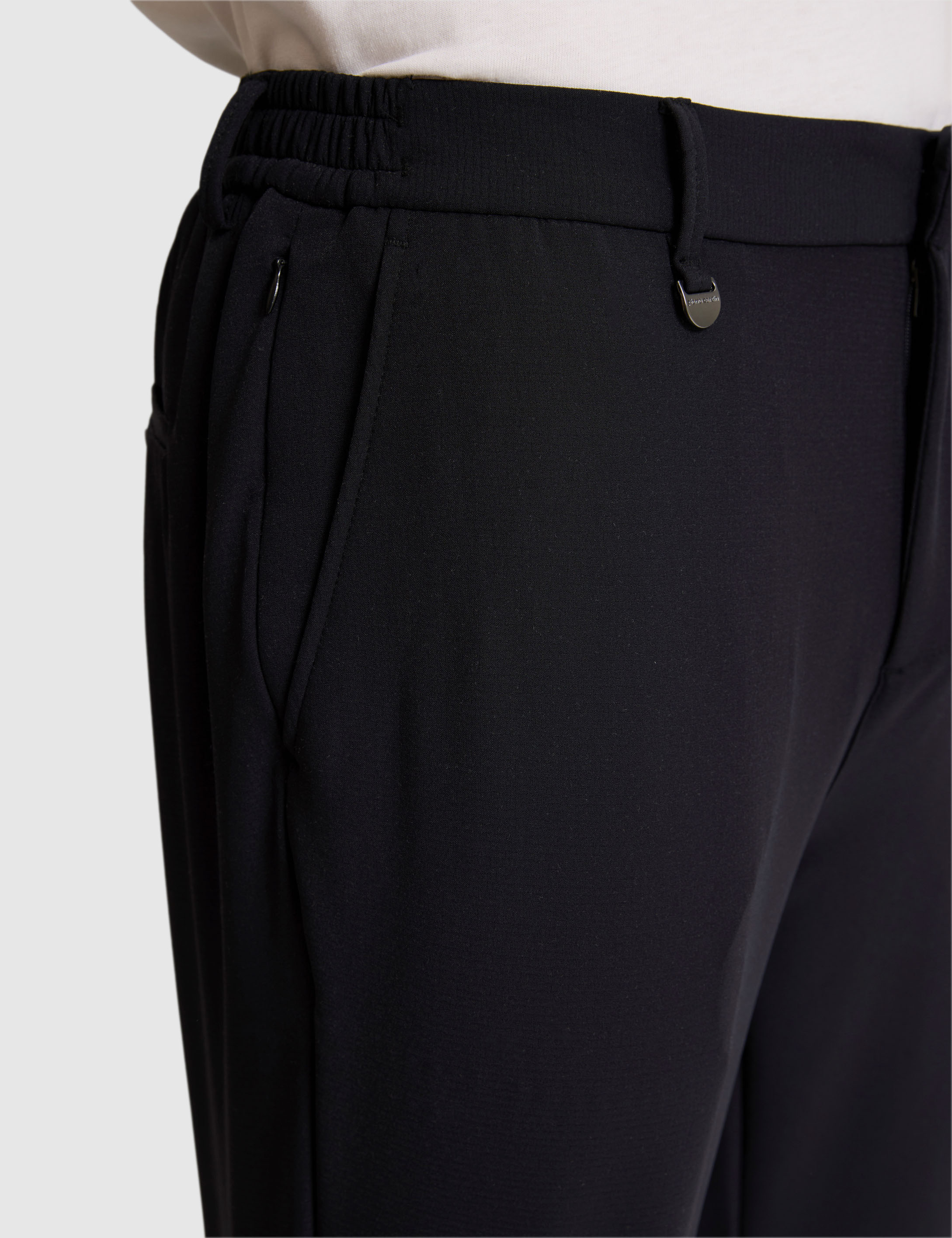 Siyah Tappered Fit Esnek Bel Pantolon - 50333529009