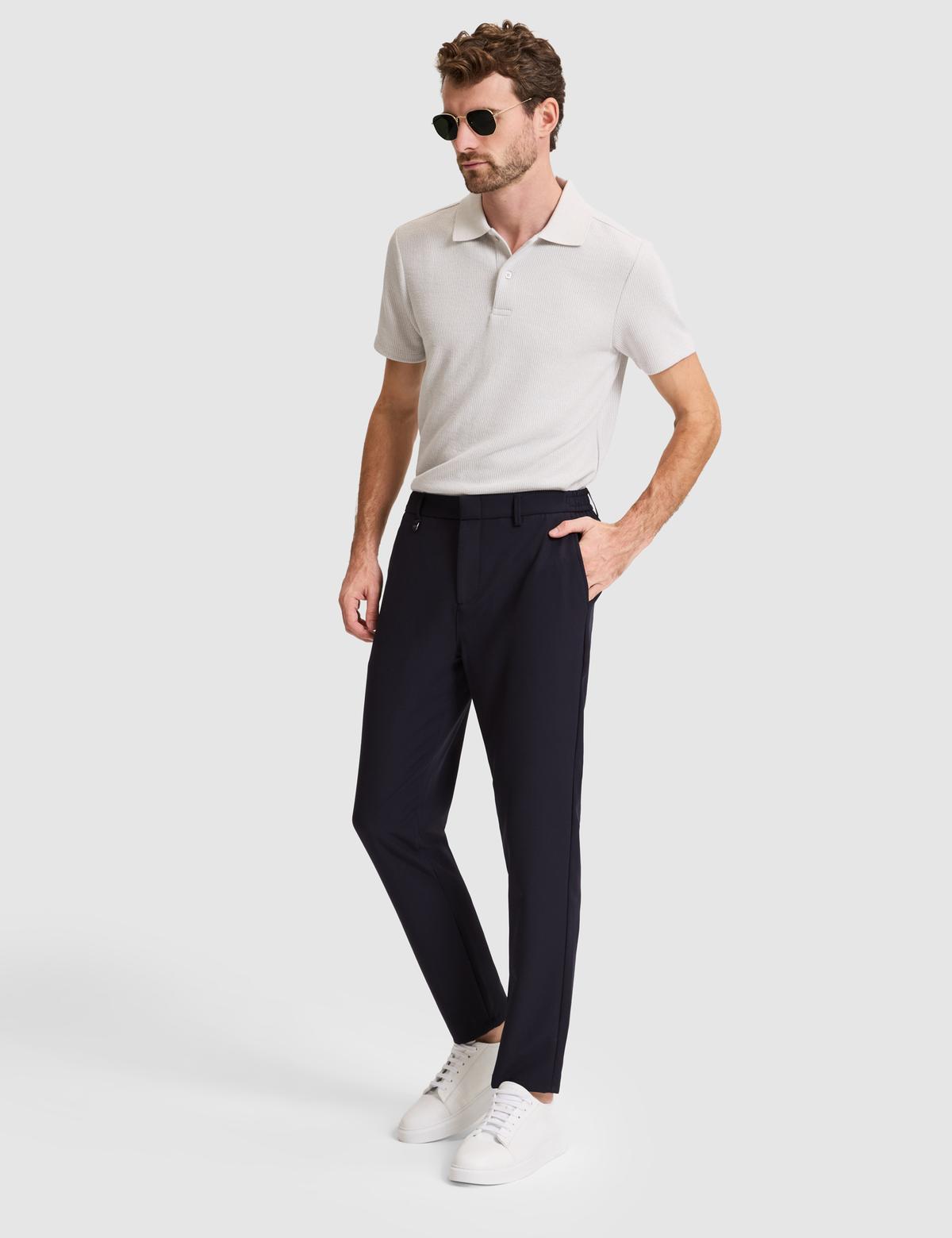 Lacivert Tappered Fit Esnek Bel Pantolon