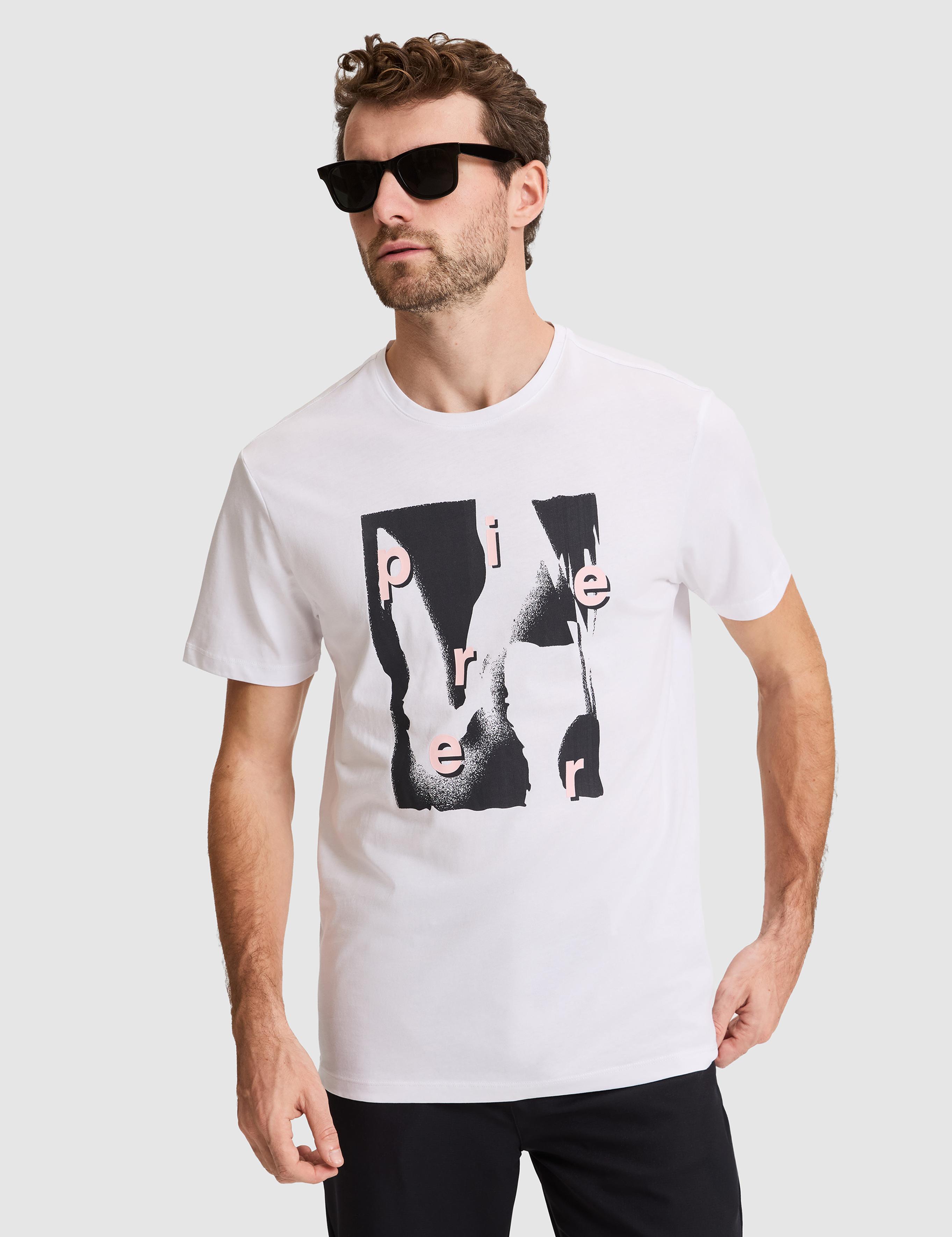Beyaz Slim Fit %100 Pamuk Bisiklet Yaka Tişört