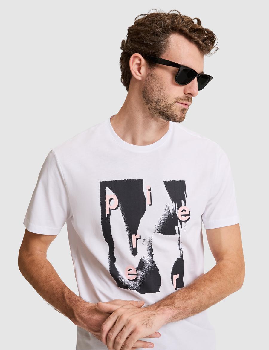 Beyaz Slim Fit %100 Pamuk Bisiklet Yaka Tişört