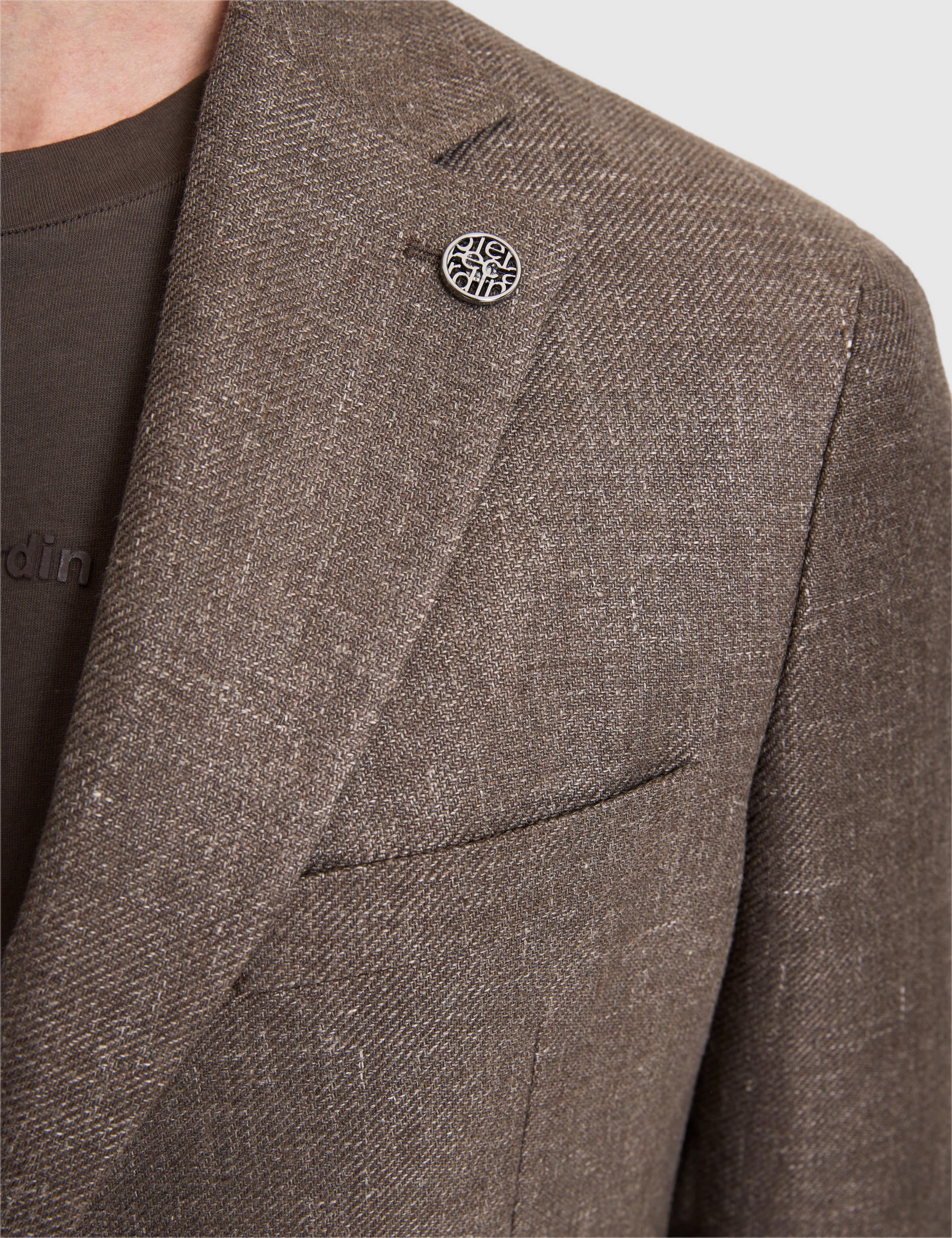 Kahverengi Slim Fit Yün Keten Karışımlı Ceket - 50319982008