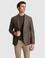 Kahverengi Slim Fit Yün Keten Karışımlı Ceket