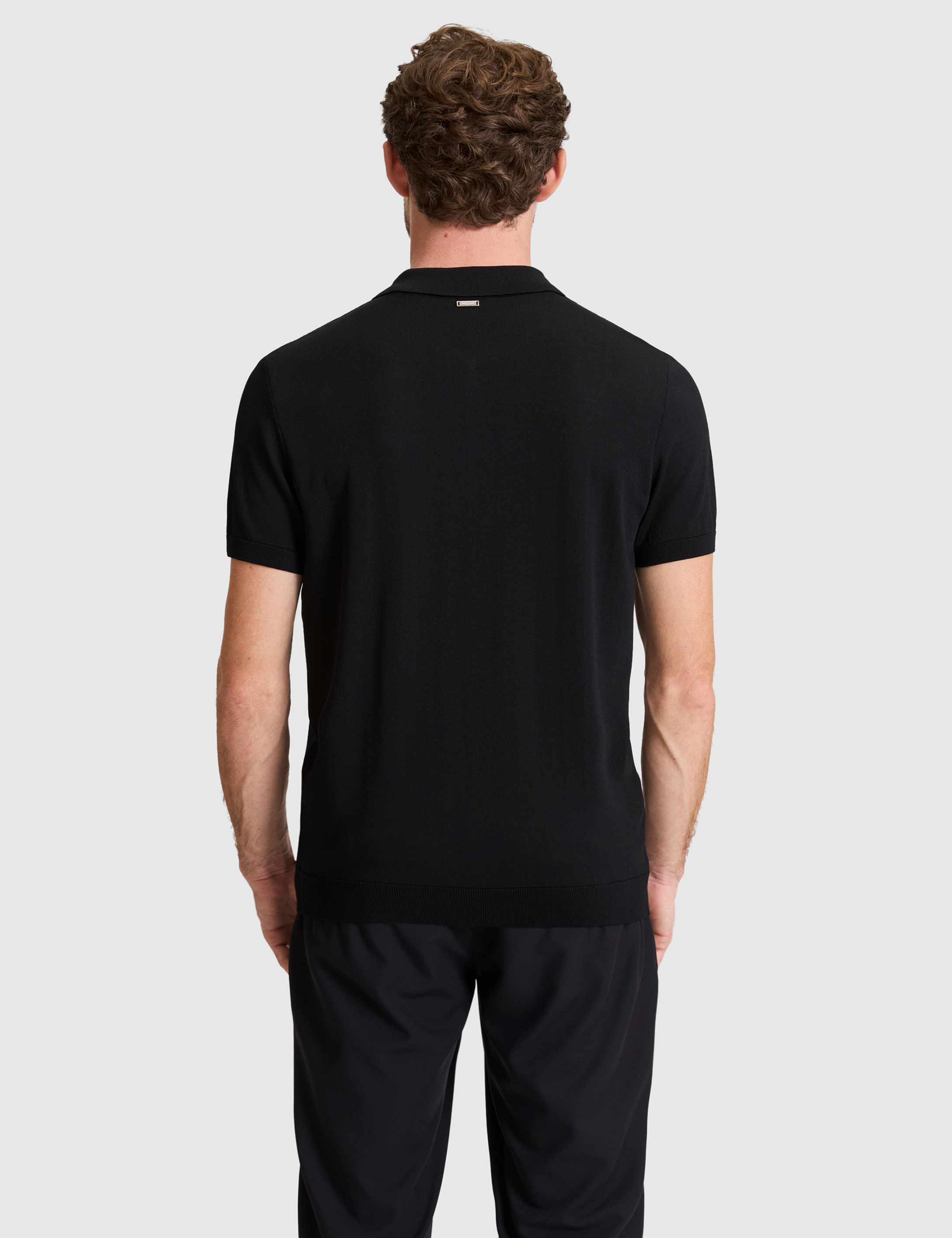 Siyah Slim Fit Fermuarlı Polo Yaka Triko Tişört - 50320793043