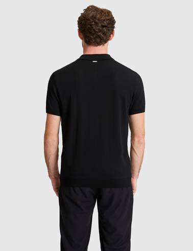 Siyah Slim Fit Fermuarlı Polo Yaka Triko Tişört